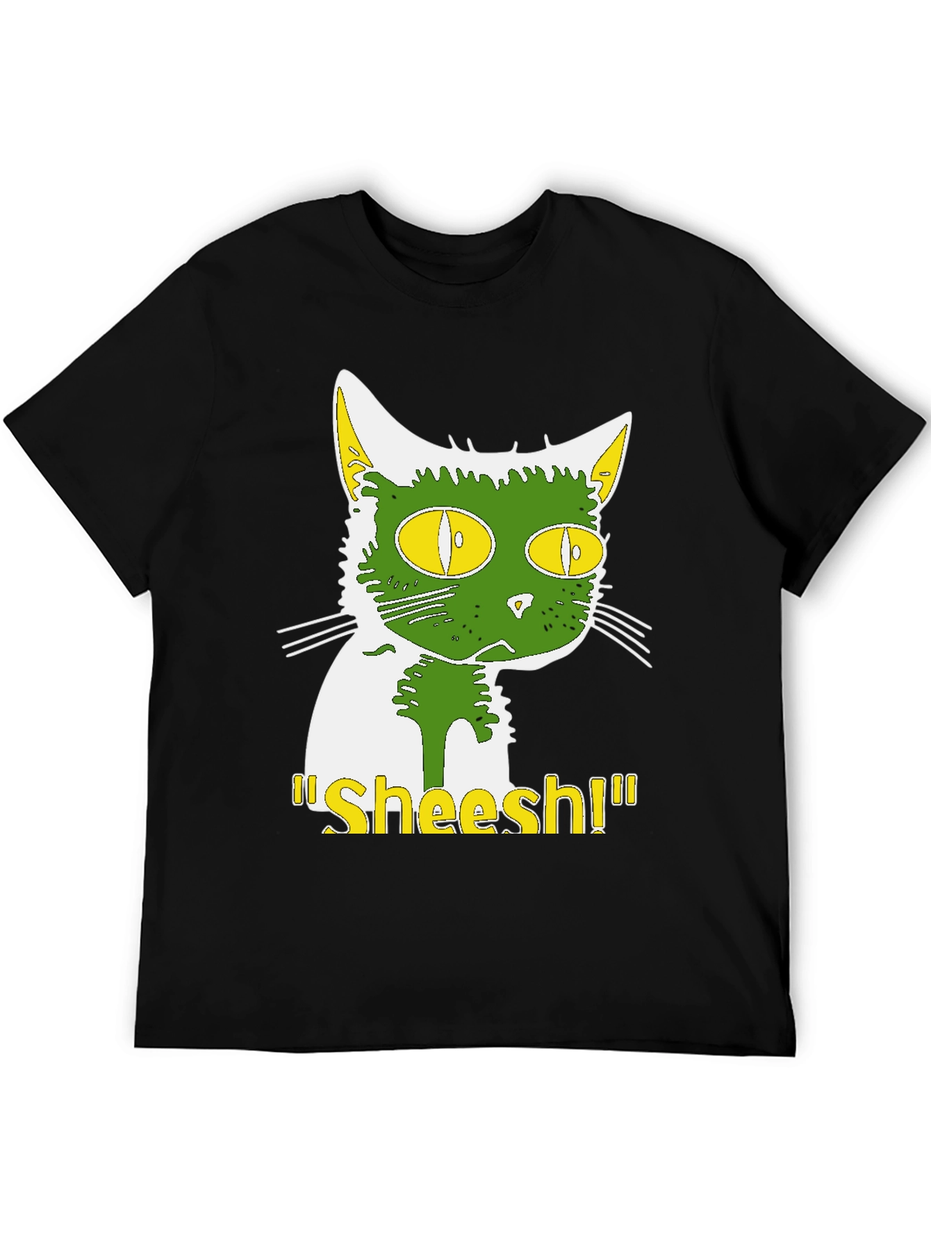 Sheesh Cat T-Shirt - Green & Yellow Graphic Tee