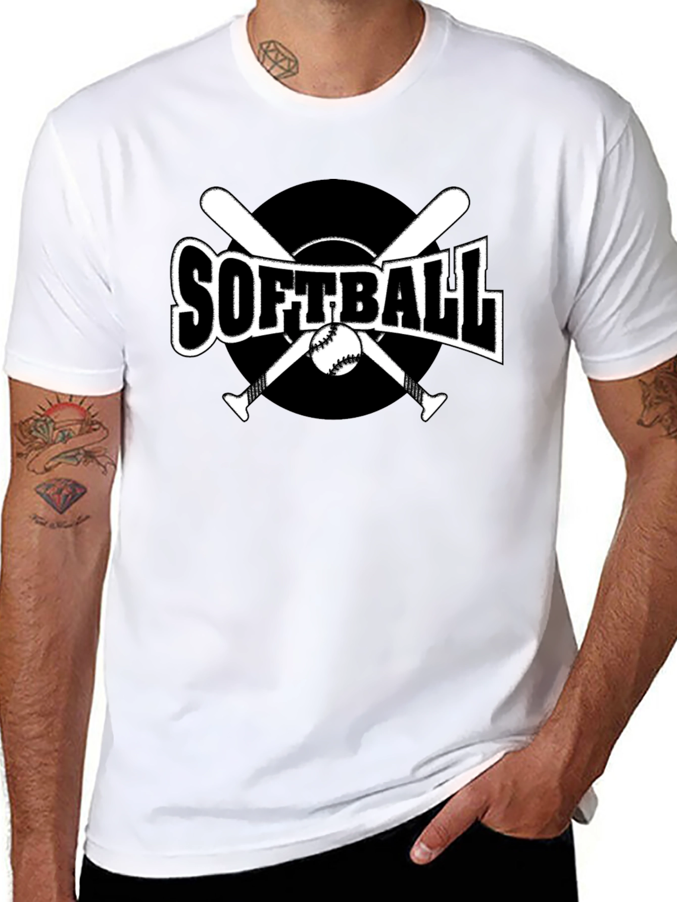 Softball Graphic Tee - Black Cotton Casual Shirt