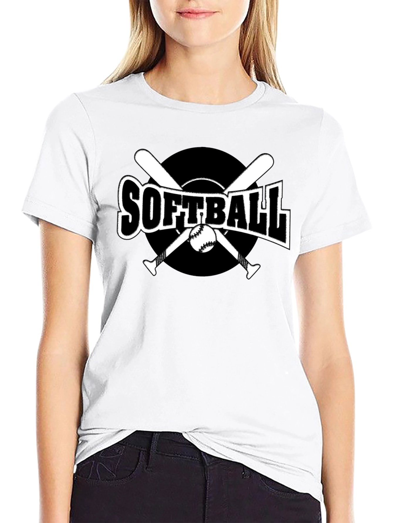 Softball Graphic Tee - Black Cotton Casual Shirt