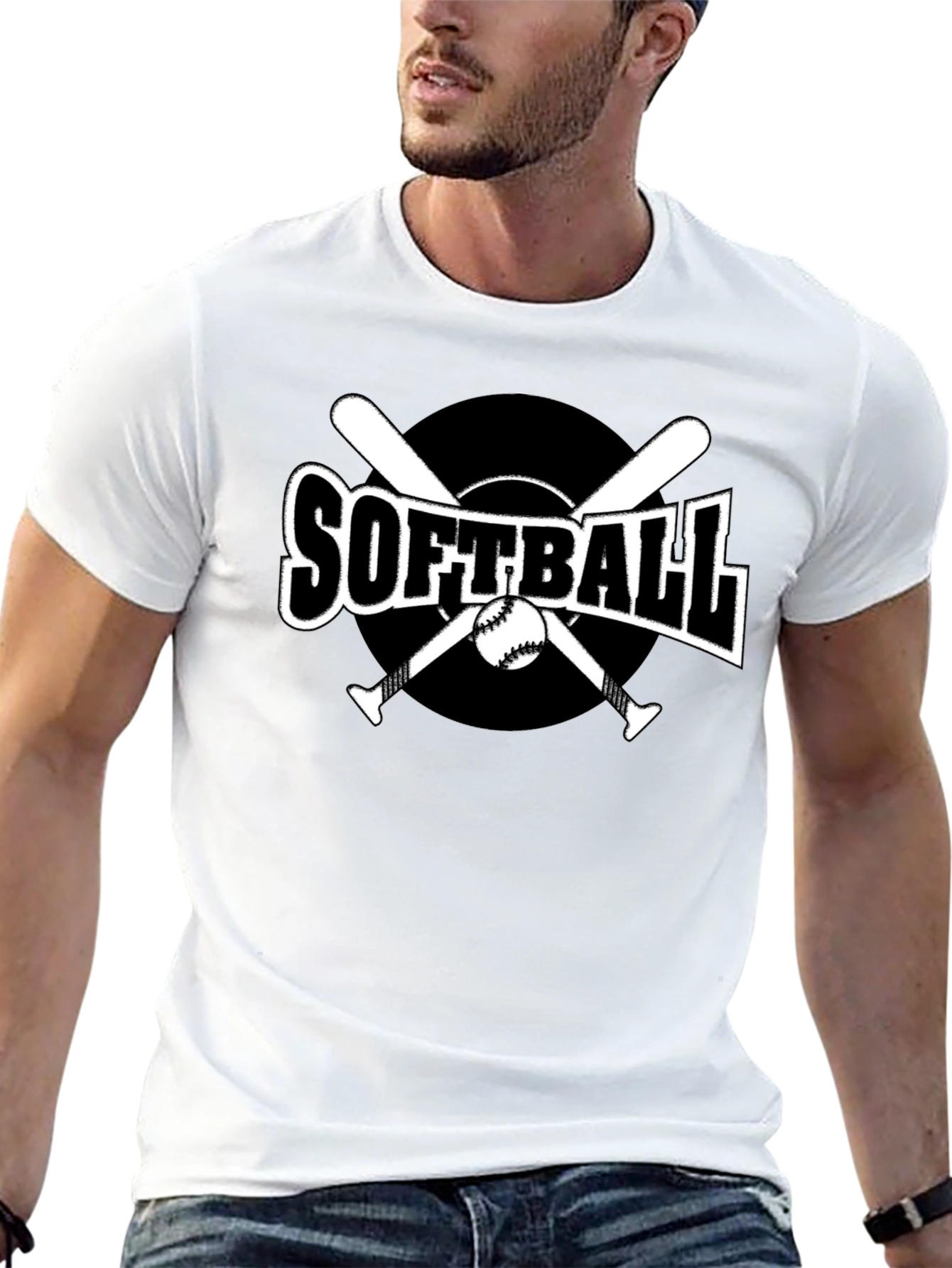 Softball Graphic Tee - Black Cotton Casual Shirt