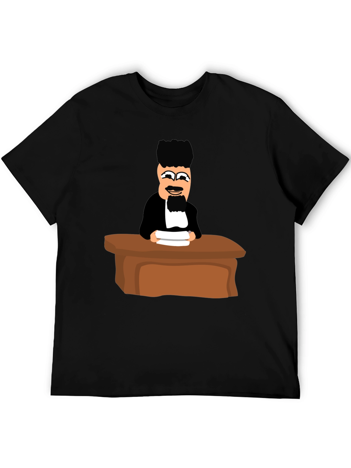 Judge Cartoon Graphic T-Shirt - Black Crew Neck Tee