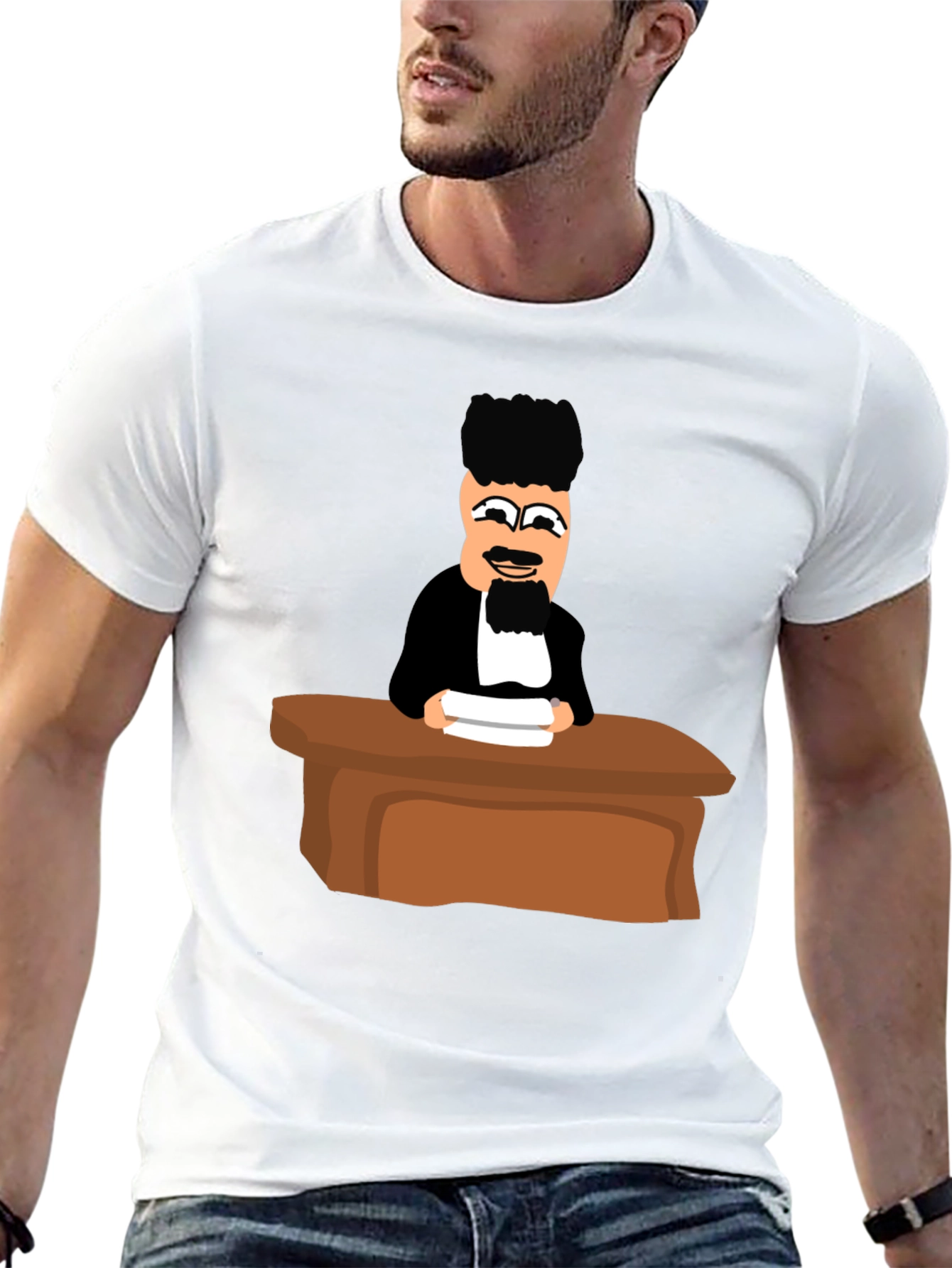 Judge Cartoon Graphic T-Shirt - Black Crew Neck Tee