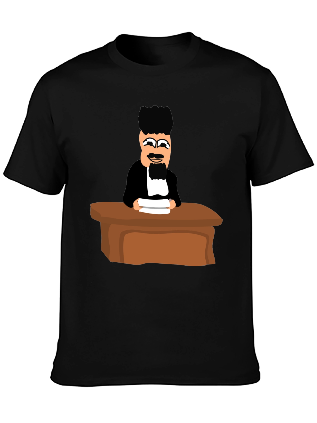 Judge Cartoon Graphic T-Shirt - Black Crew Neck Tee