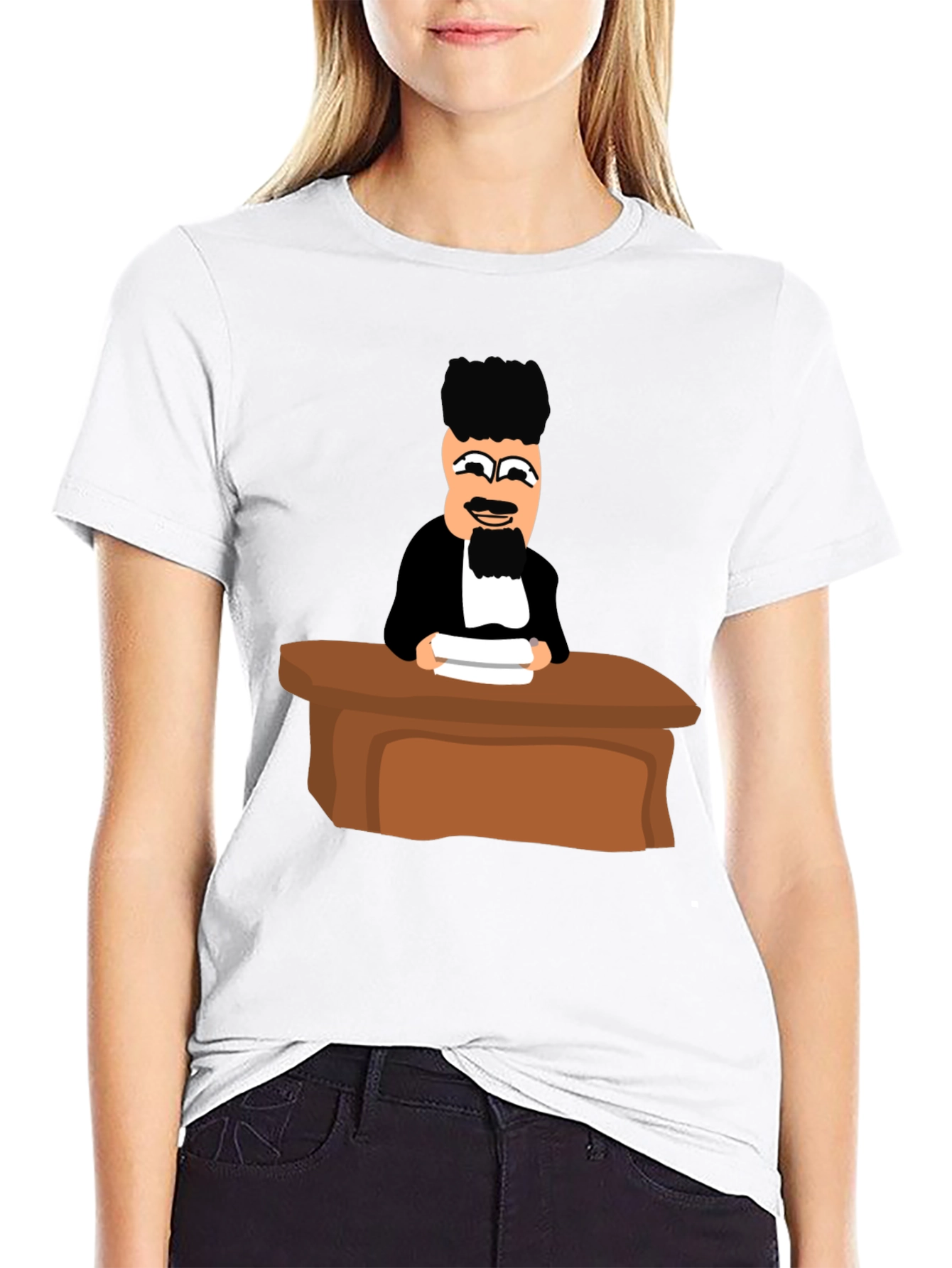 Judge Cartoon Graphic T-Shirt - Black Crew Neck Tee