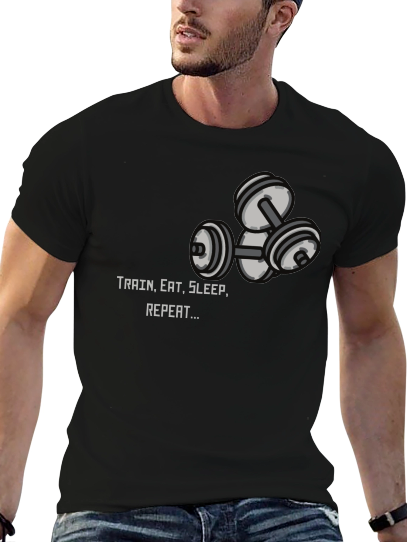Train Eat Sleep Repeat Graphic Tee - Black