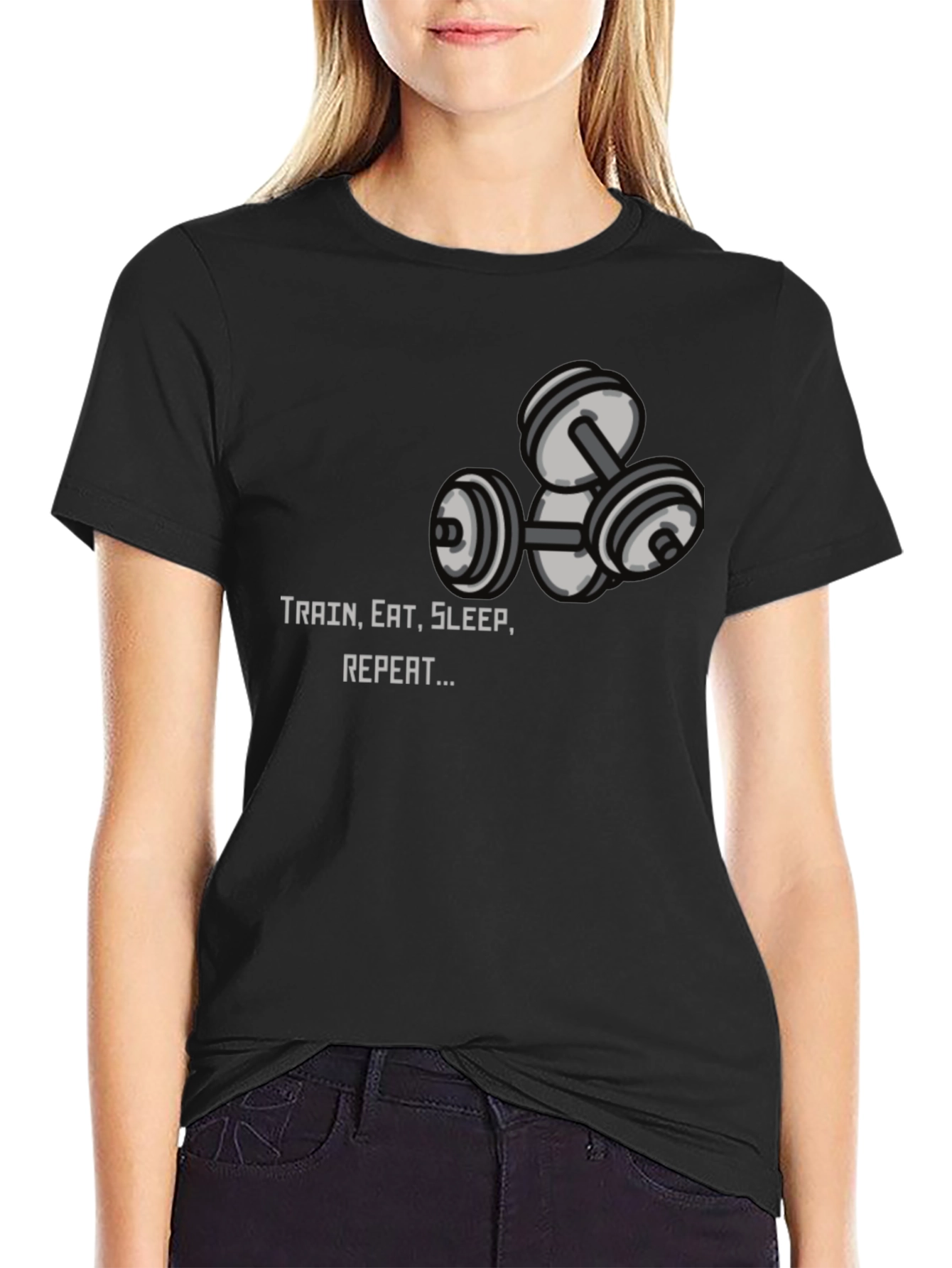 Train Eat Sleep Repeat Graphic Tee - Black