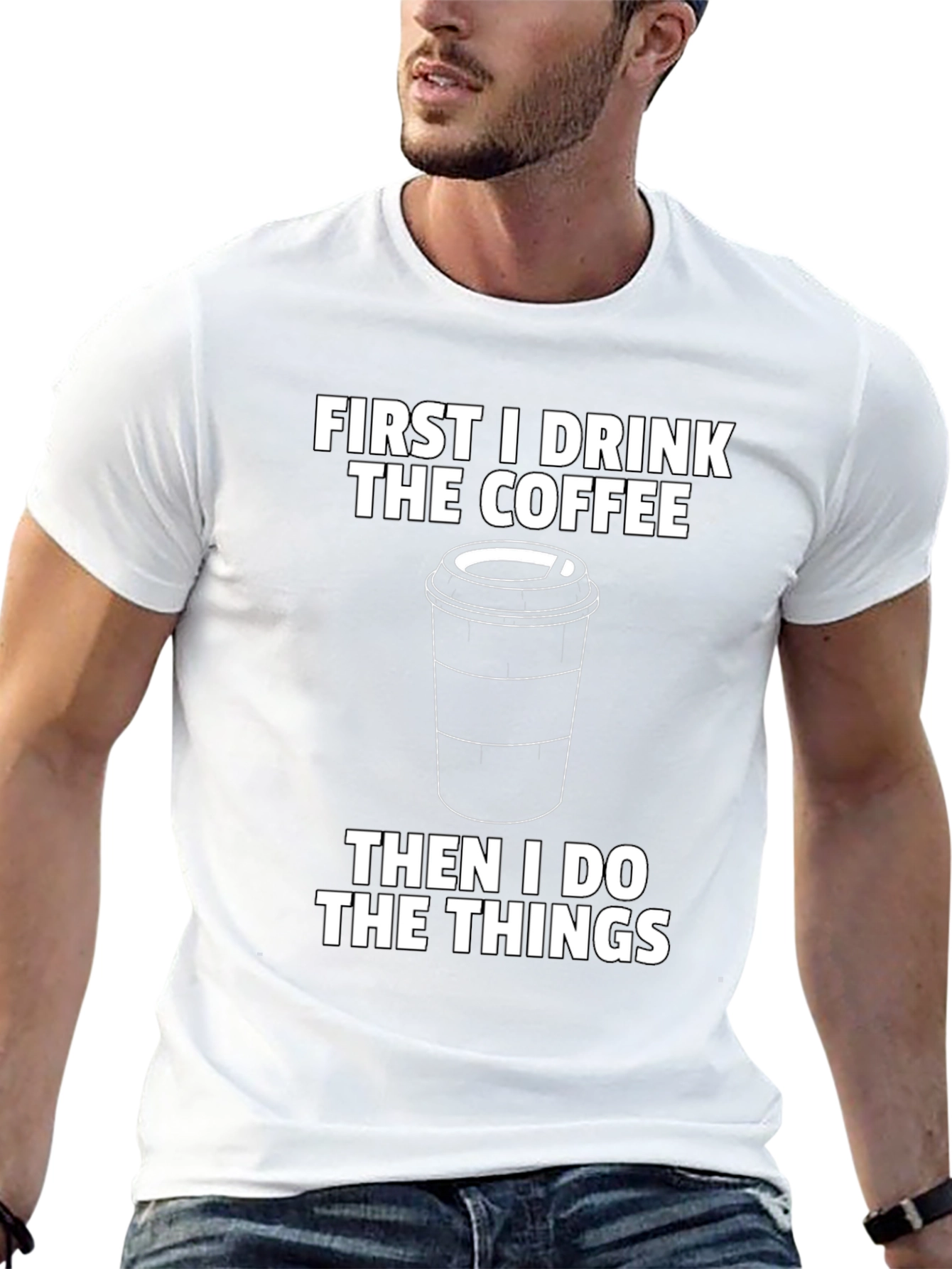 First Coffee Then Things Graphic Tee - Black