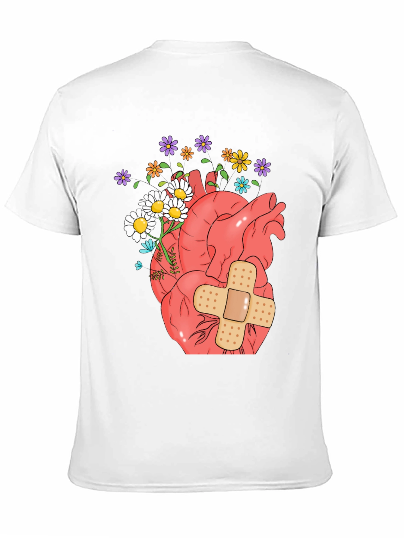 Anatomical Heart & Flowers Graphic T-Shirt