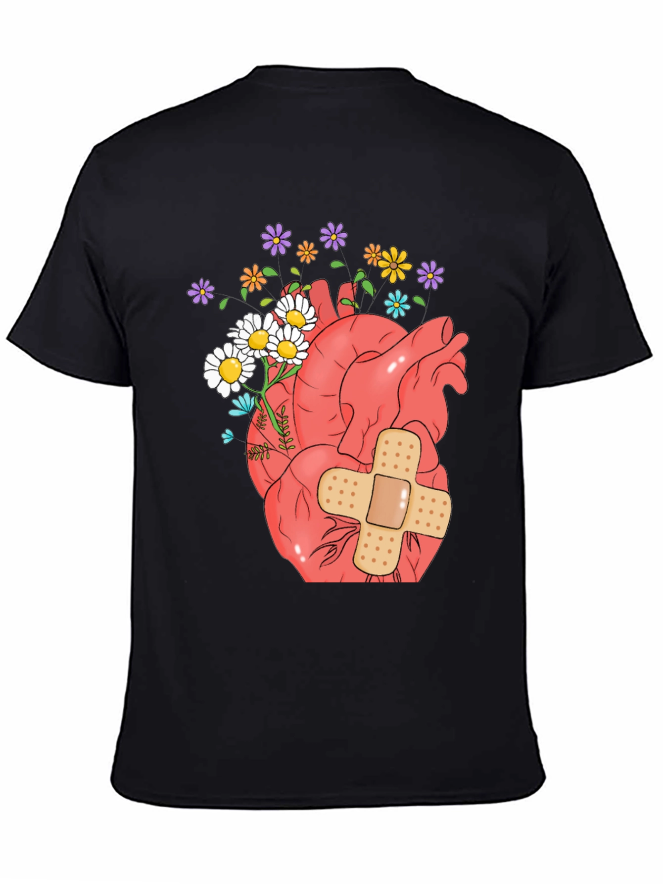 Anatomical Heart & Flowers Graphic T-Shirt