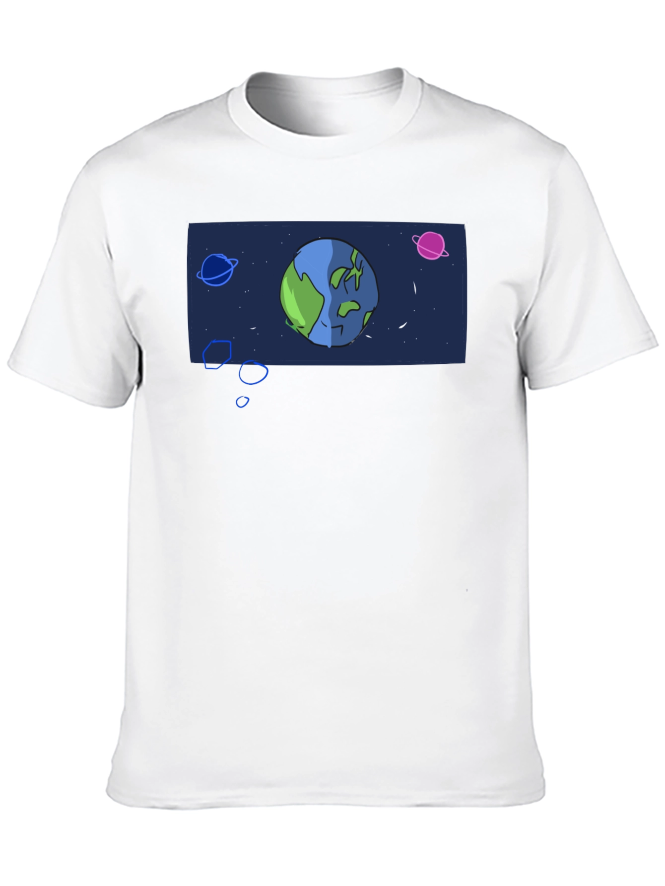 Cartoon Earth Graphic Black T-Shirt