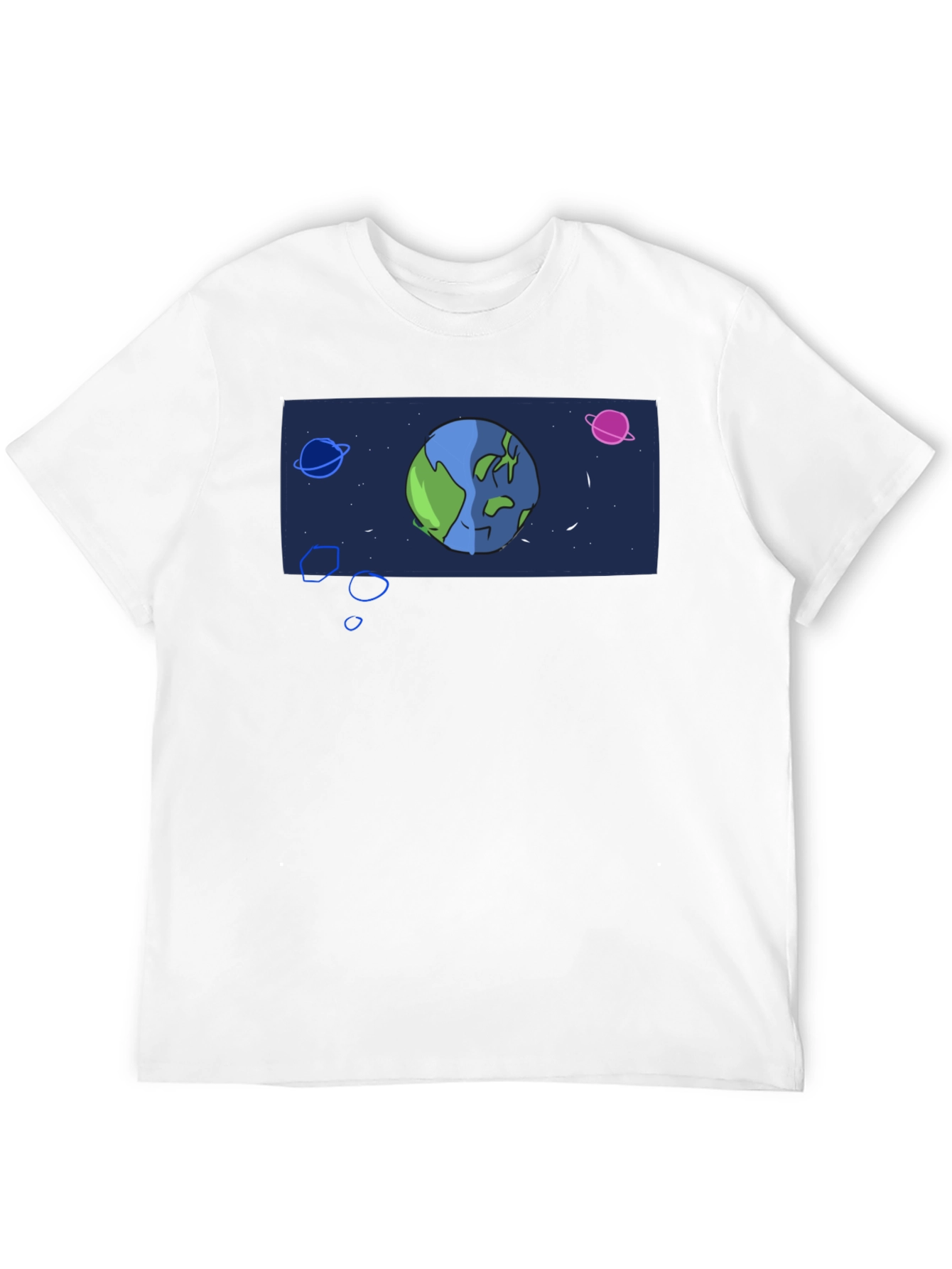 Cartoon Earth Graphic Black T-Shirt