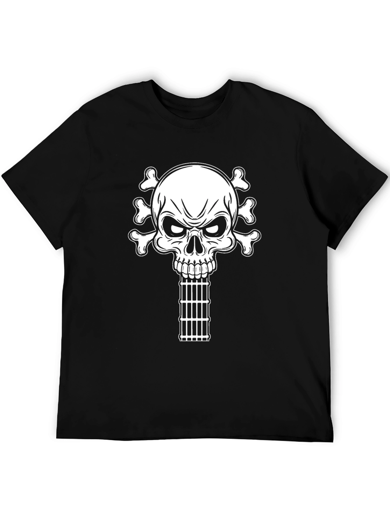 Skull & Bones Guitar Cage T-Shirt - Black