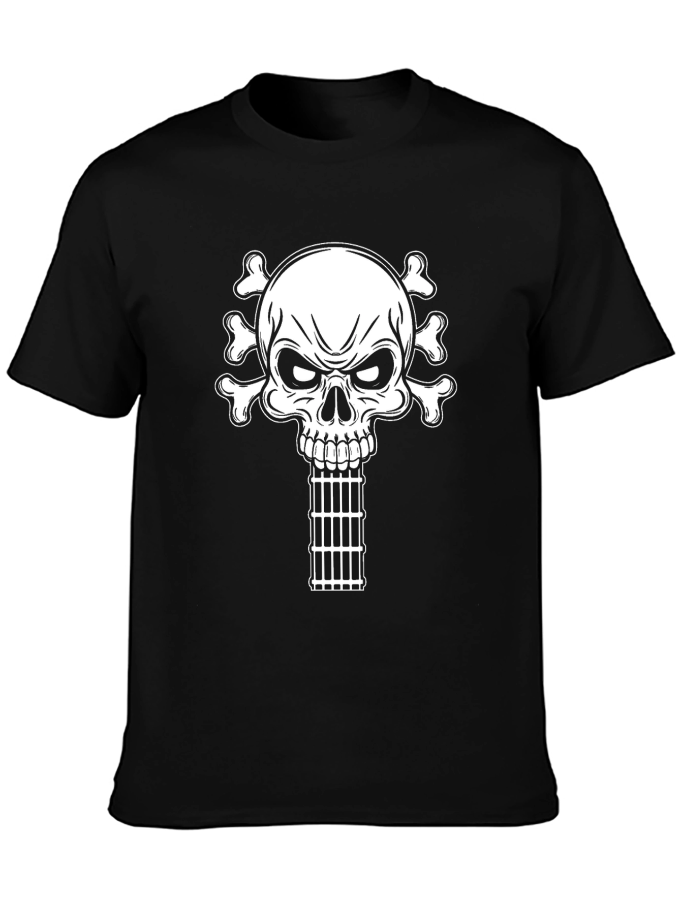 Skull & Bones Guitar Cage T-Shirt - Black