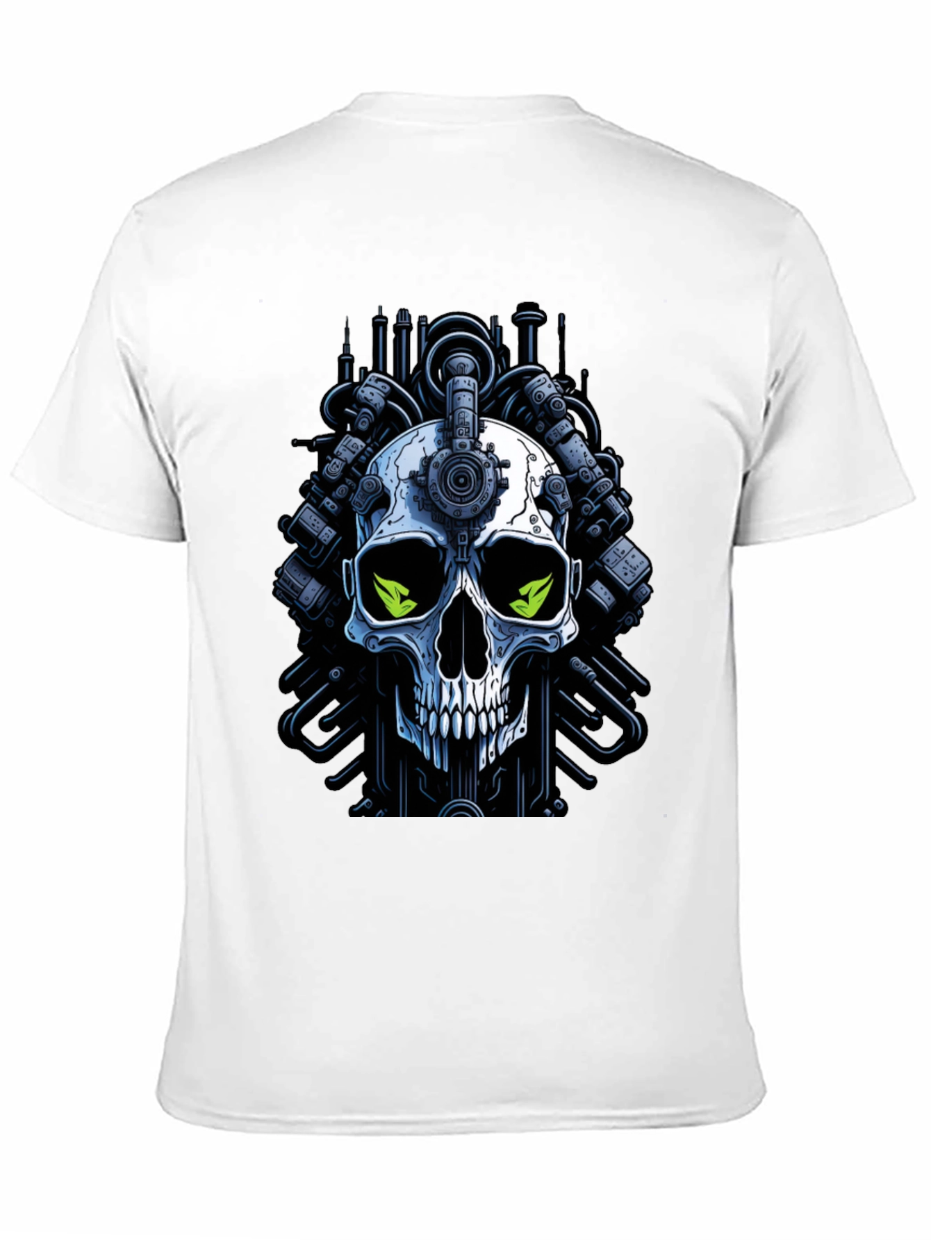 Cyberpunk Skull Graphic Tee - Edgy Robot Skull Design