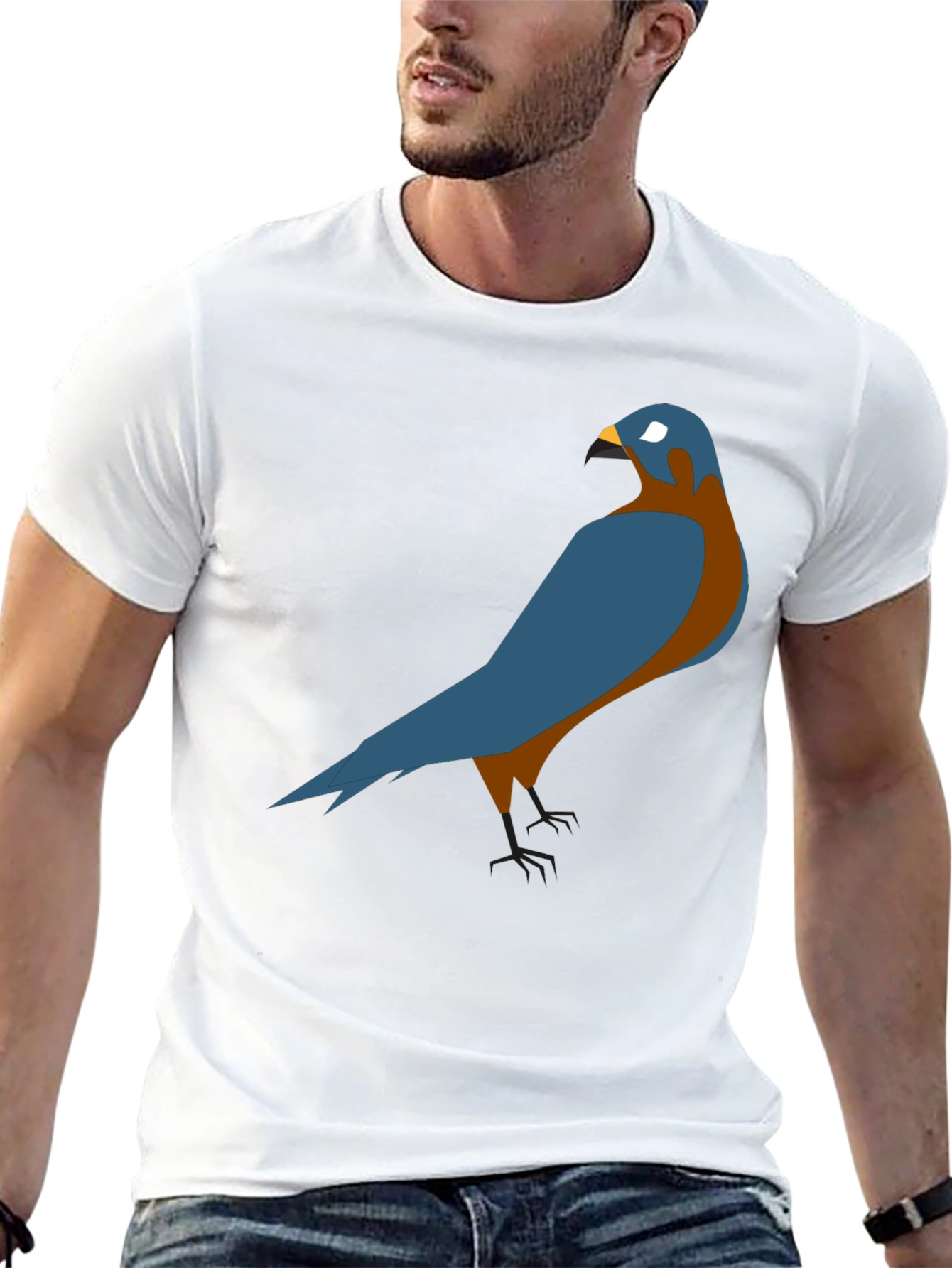 Stylish Bird Graphic Tee - Black Cotton Comfort