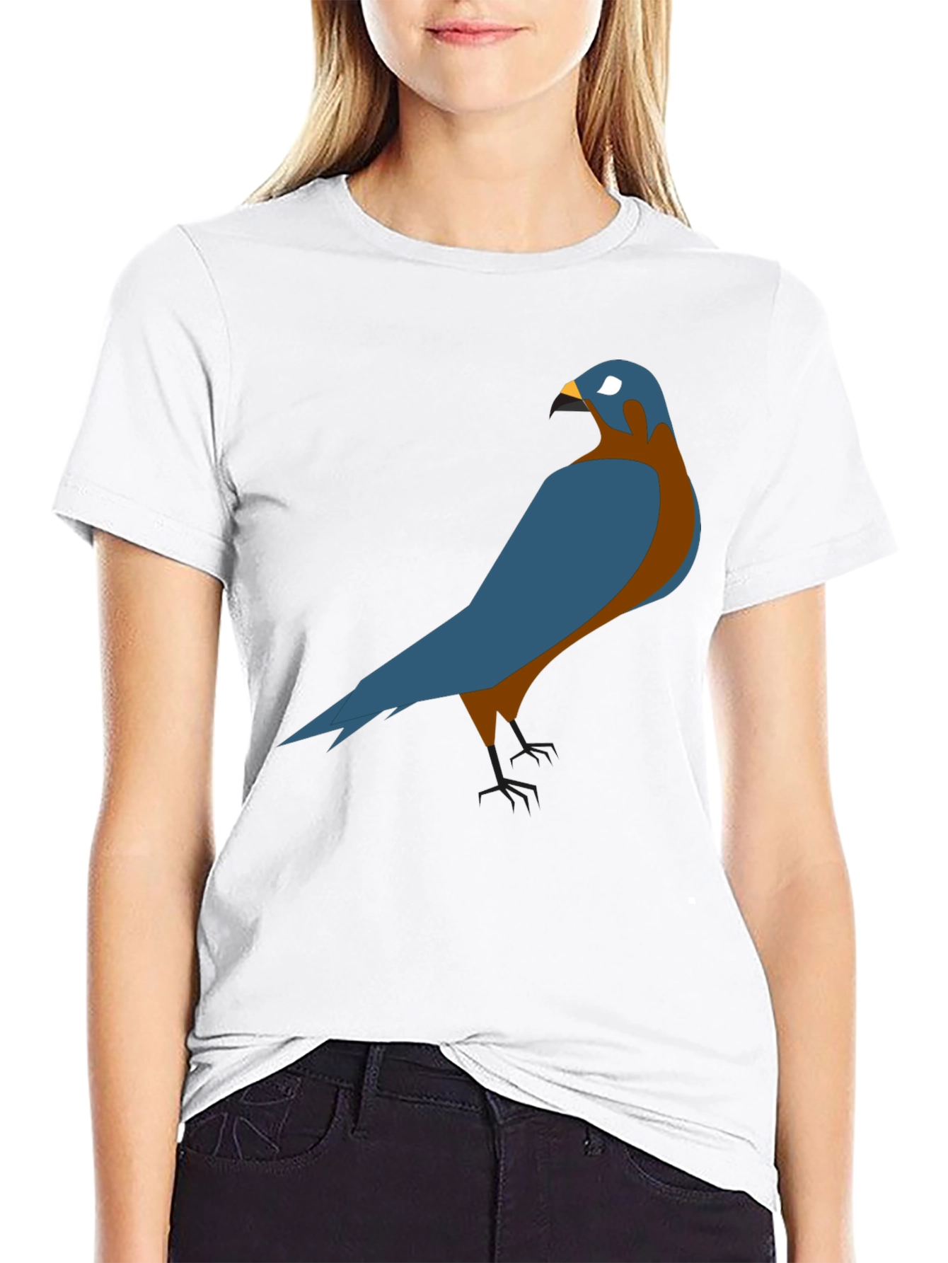 Stylish Bird Graphic Tee - Black Cotton Comfort