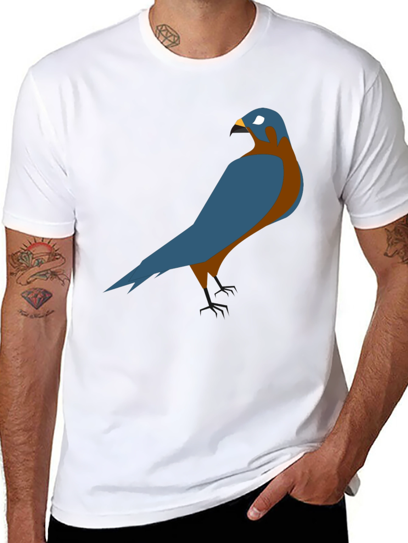 Stylish Bird Graphic Tee - Black Cotton Comfort