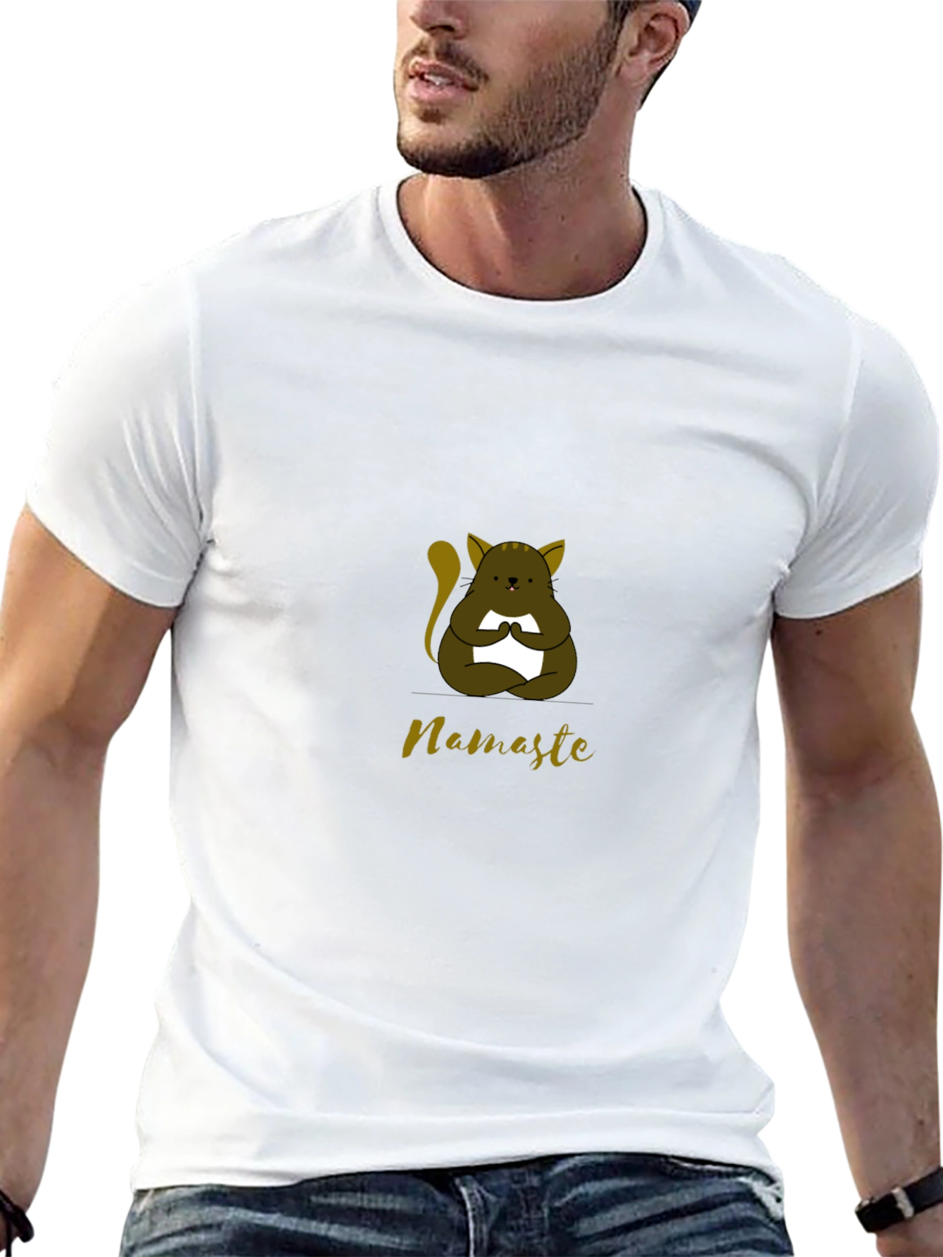 Namaste Cat Yoga T-Shirt - Meditating Kitten