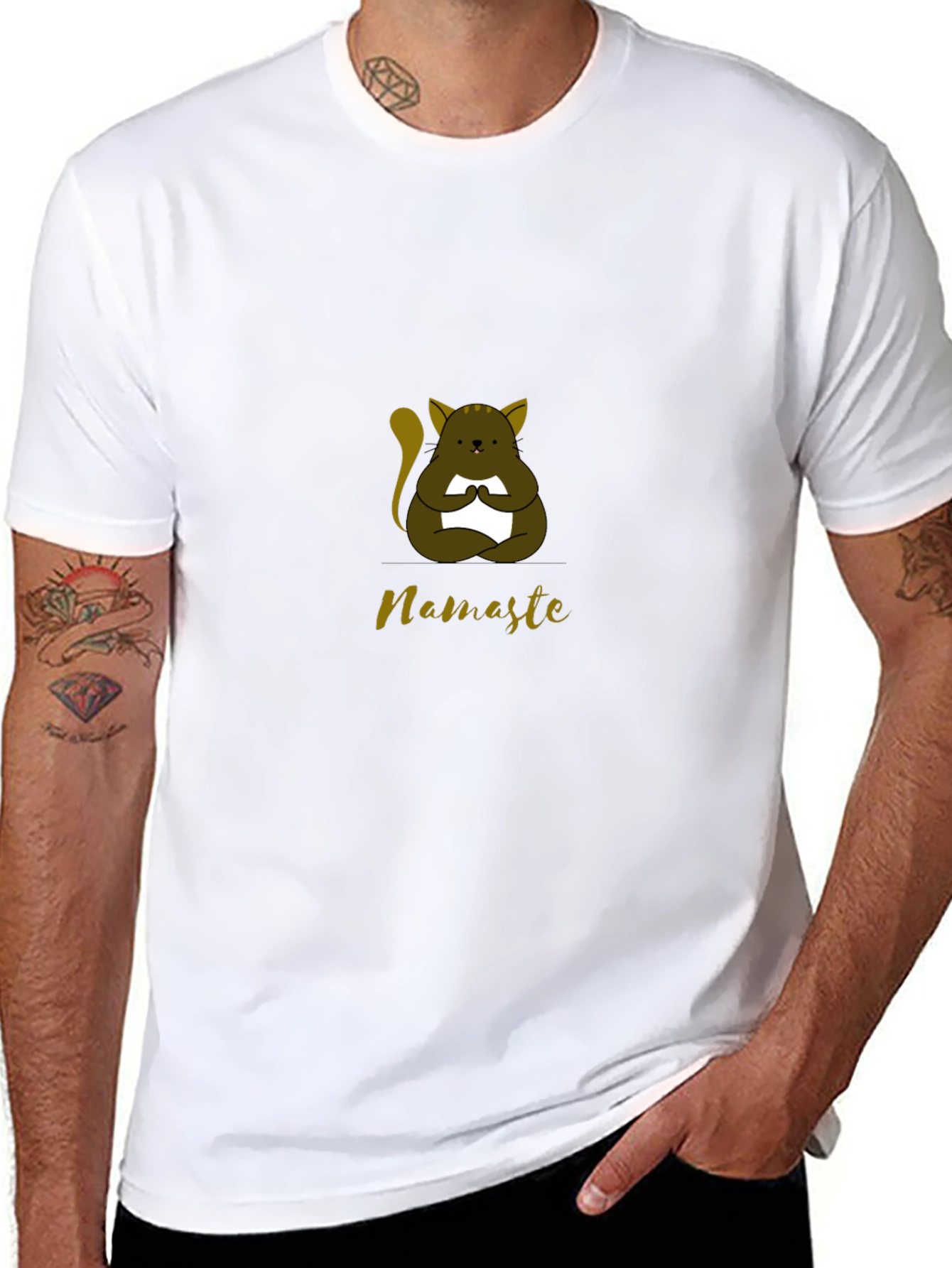 Namaste Cat Yoga T-Shirt - Meditating Kitten