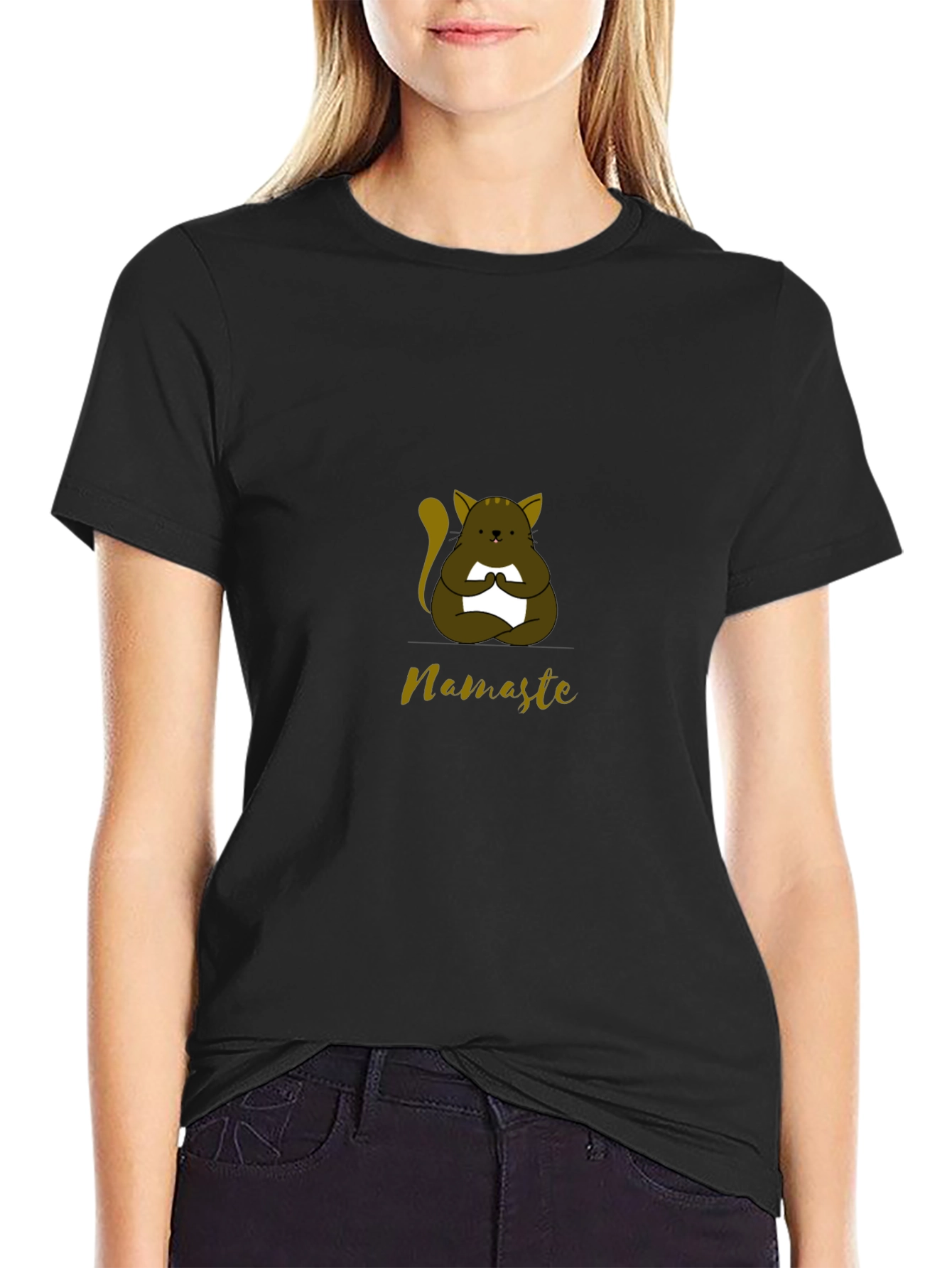 Namaste Cat Yoga T-Shirt - Meditating Kitten