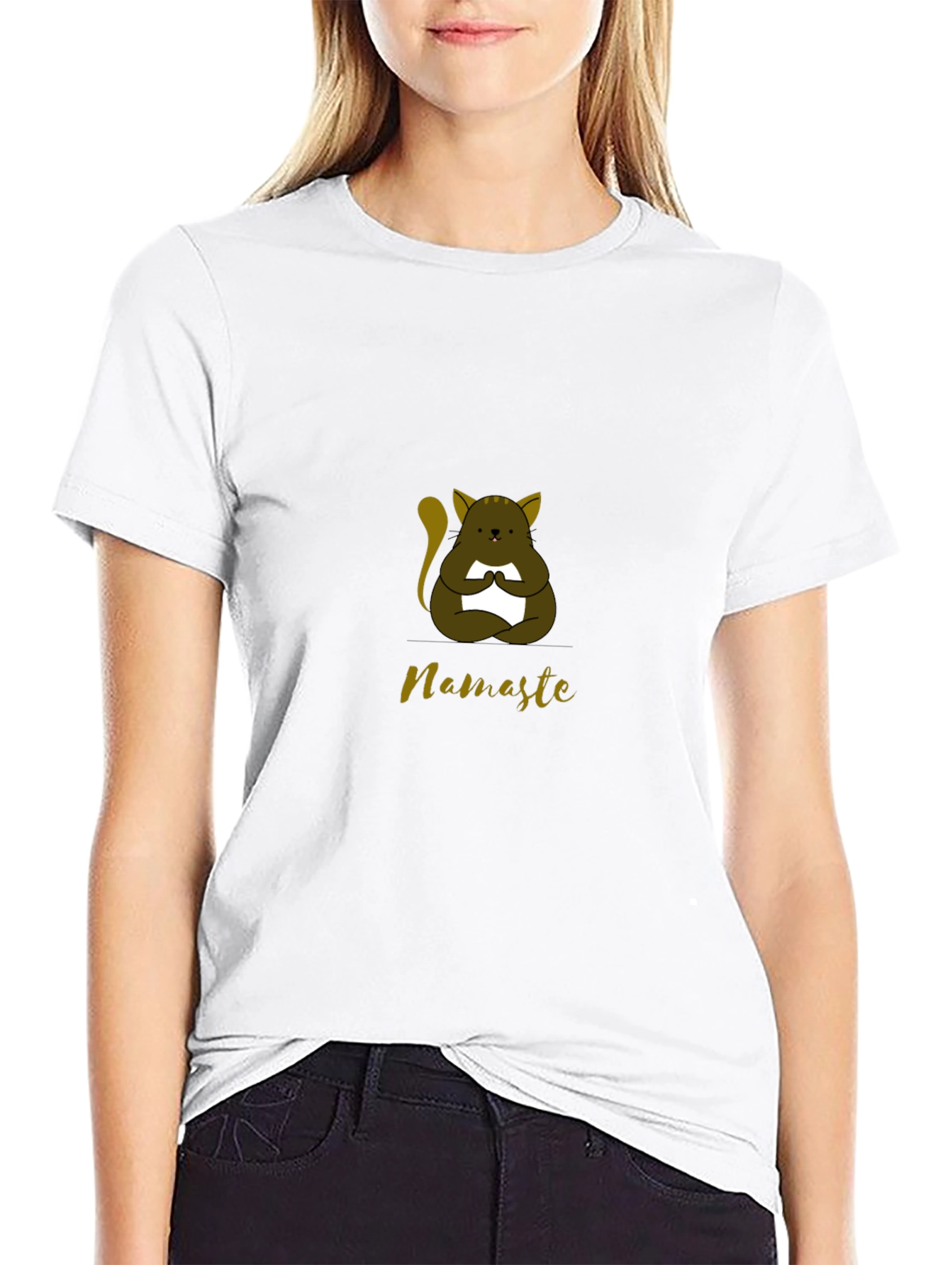 Namaste Cat Yoga T-Shirt - Meditating Kitten