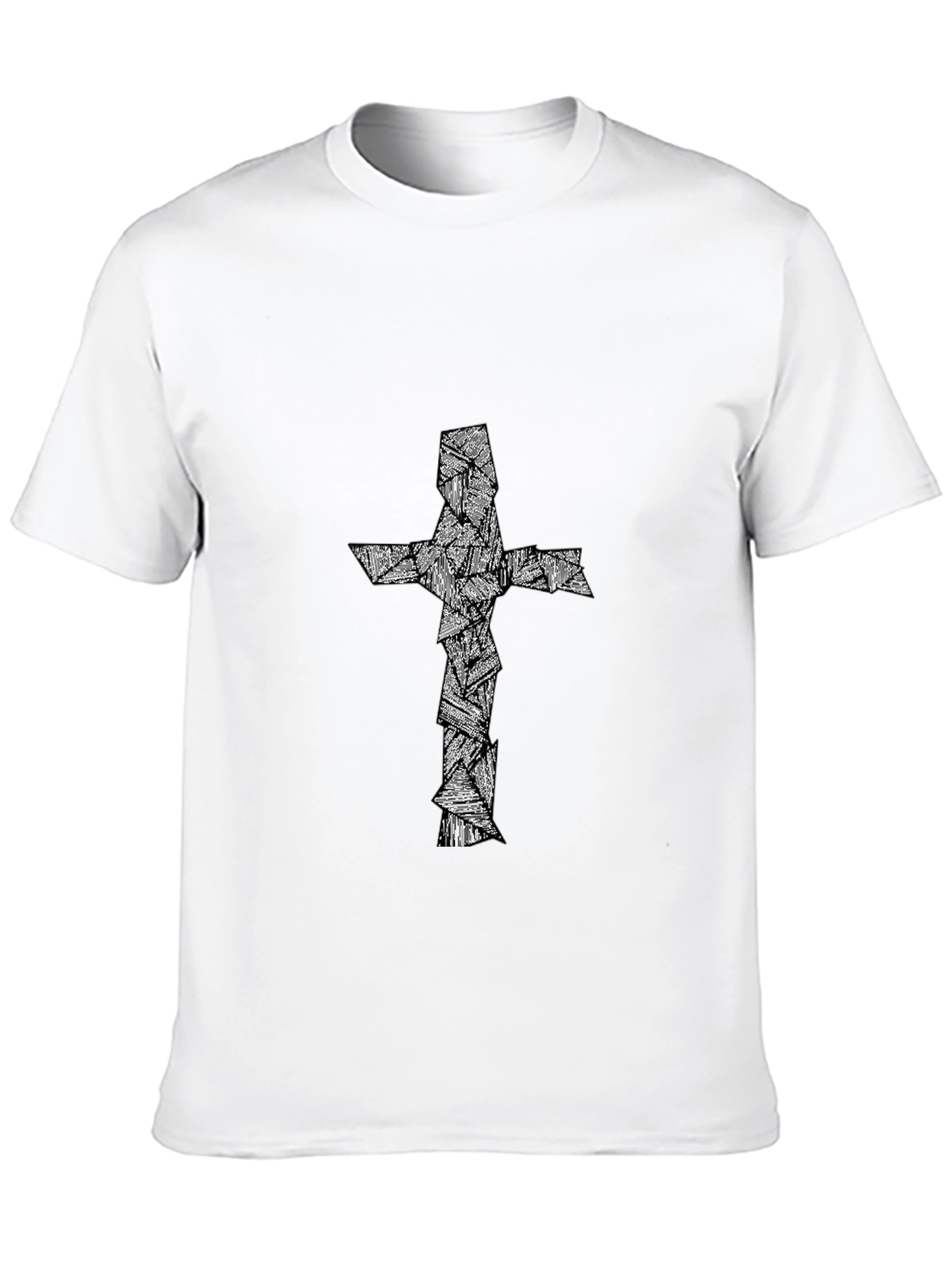 Abstract Cross Graphic Tee - Black Cotton Blend