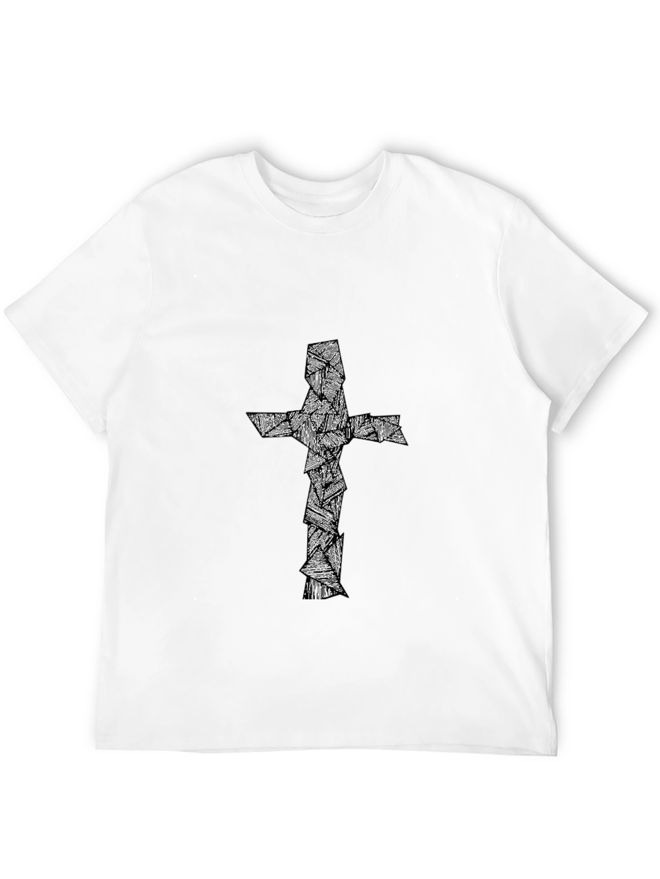 Abstract Cross Graphic Tee - Black Cotton Blend