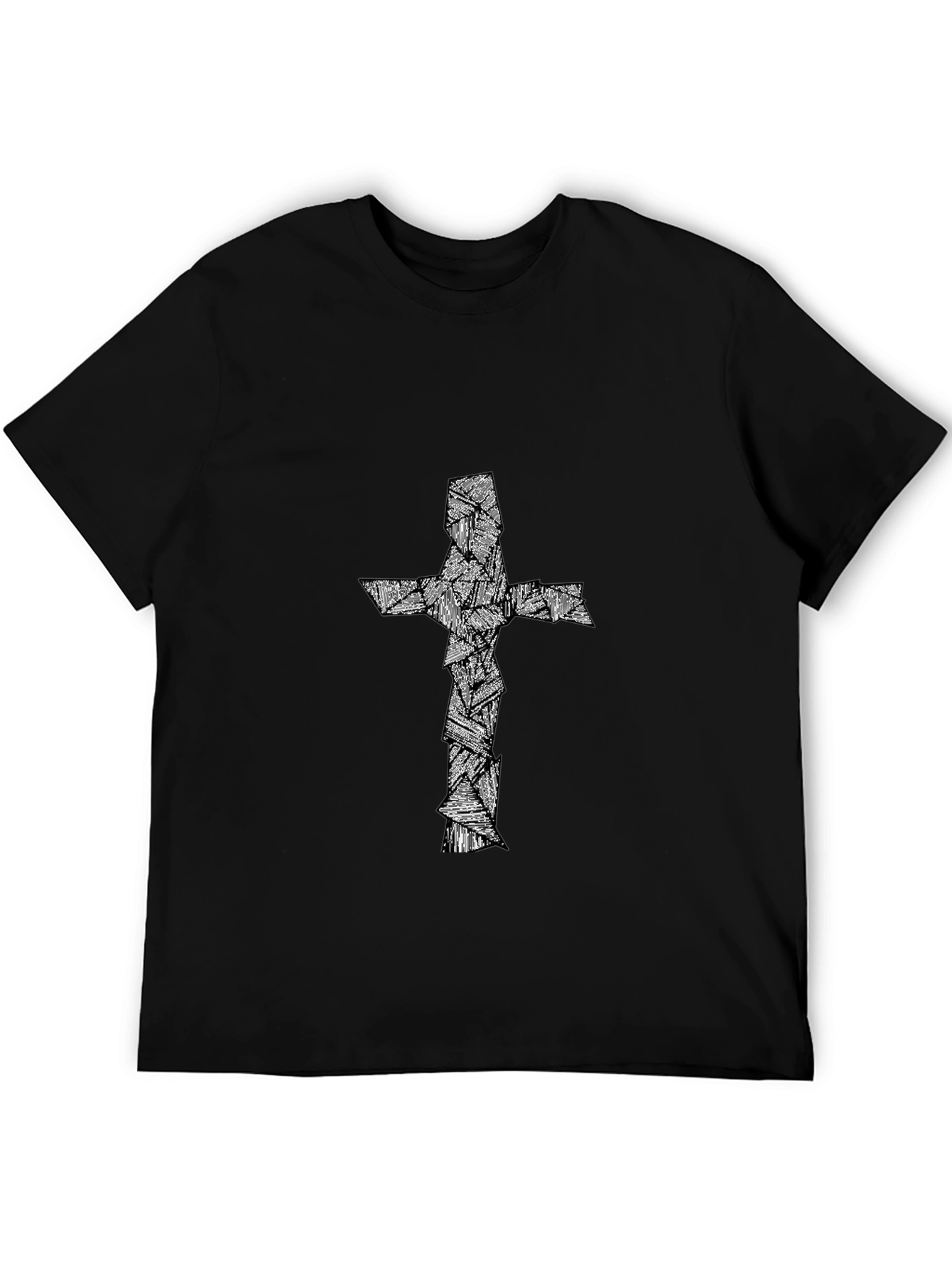 Abstract Cross Graphic Tee - Black Cotton Blend