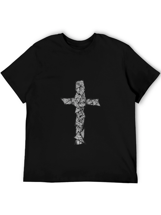 Abstract Cross Graphic Tee - Black Cotton Blend