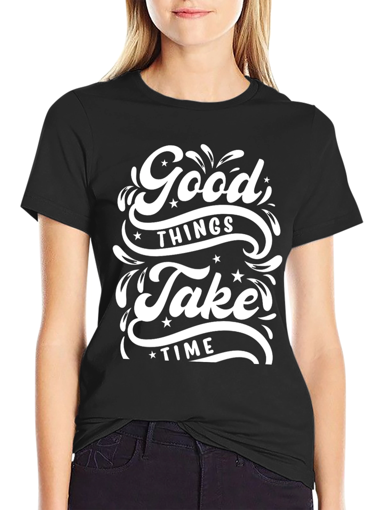 Good Things Take Time Graphic Tee - Black
