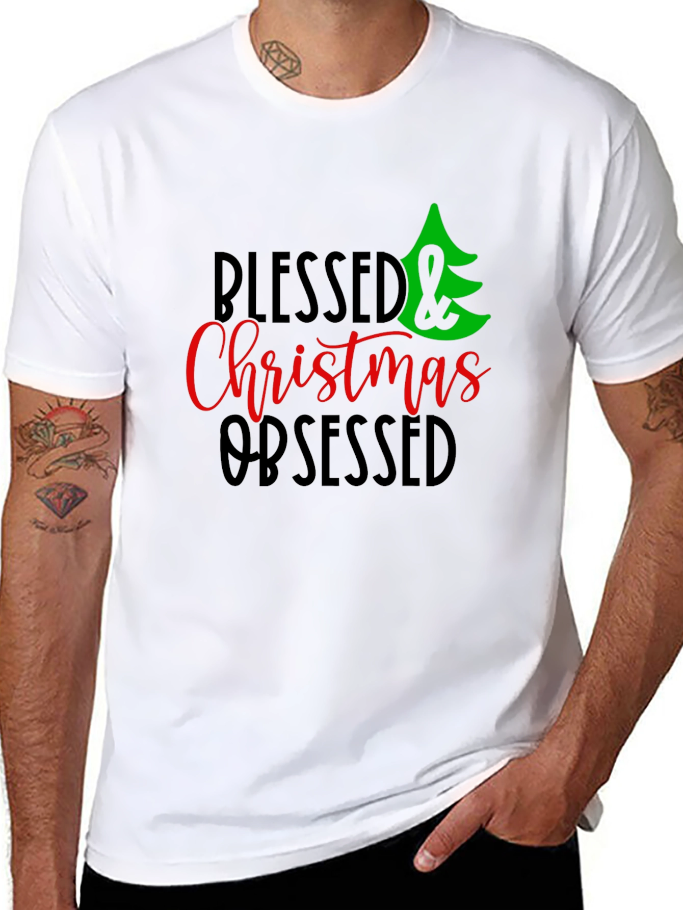 Blessed & Christmas Obsessed Graphic Tee