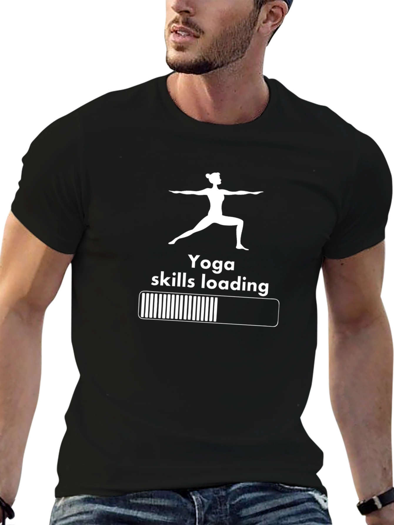 Yoga Skills Loading Black Graphic T-Shirt