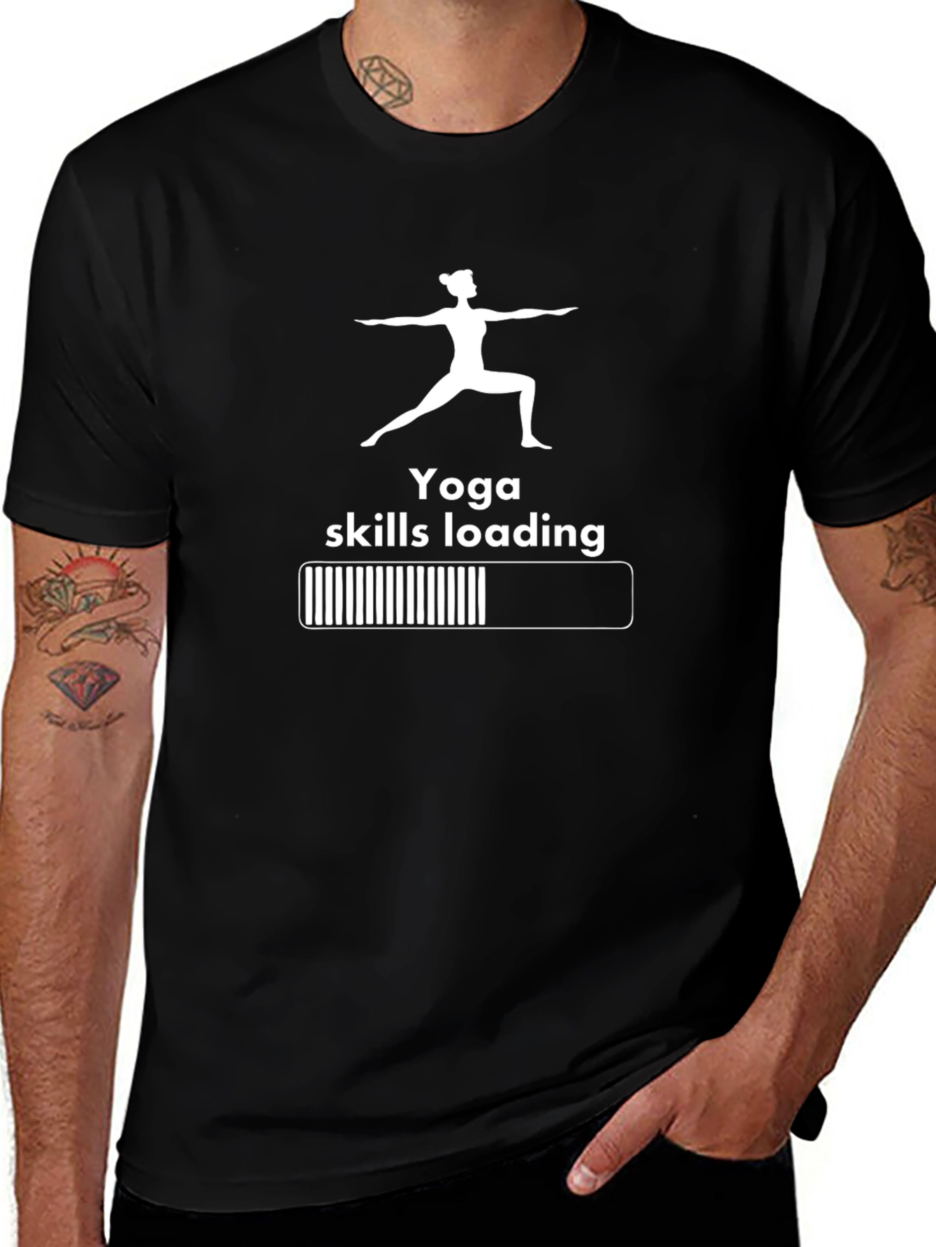 Yoga Skills Loading Black Graphic T-Shirt