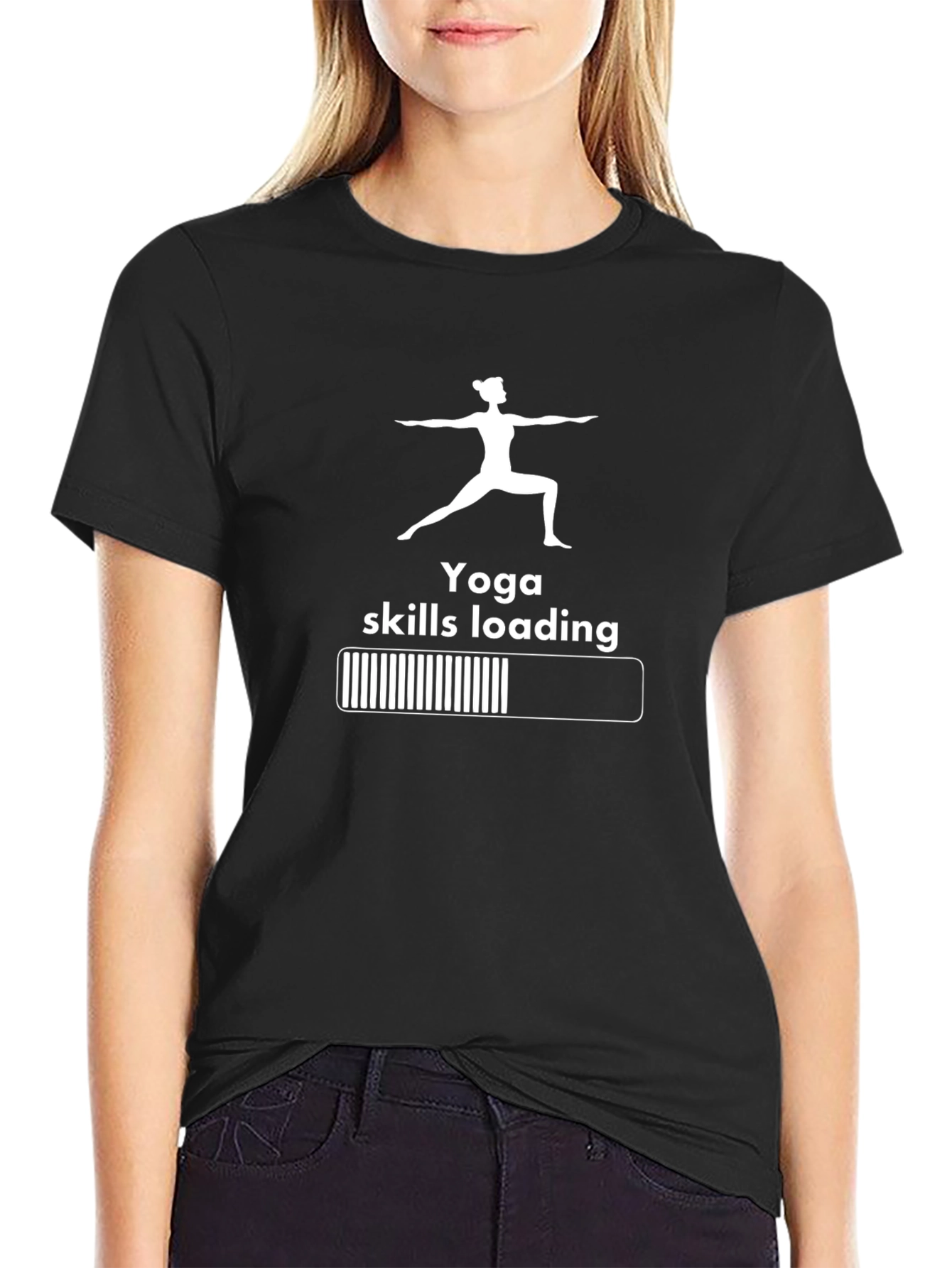 Yoga Skills Loading Black Graphic T-Shirt