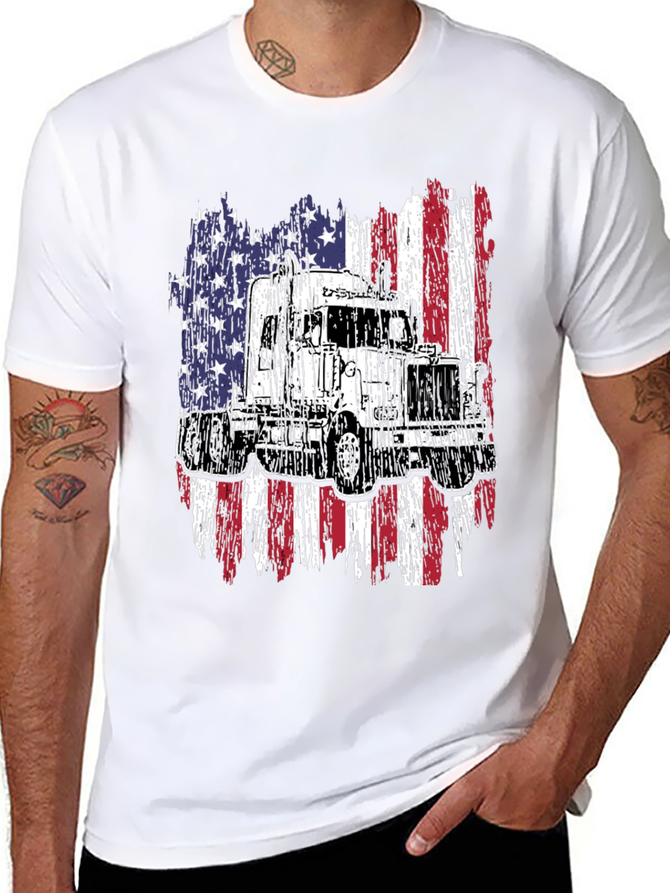 Truck American Flag Graphic Tee