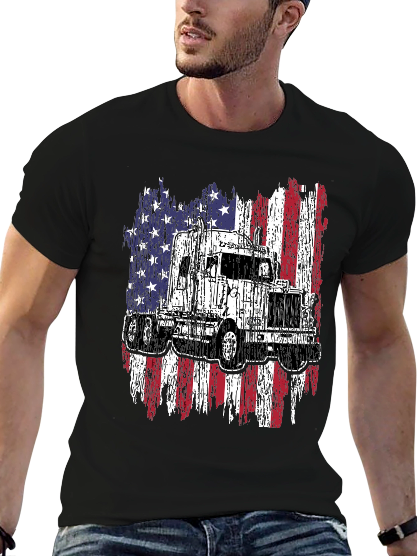 Truck American Flag Graphic Tee