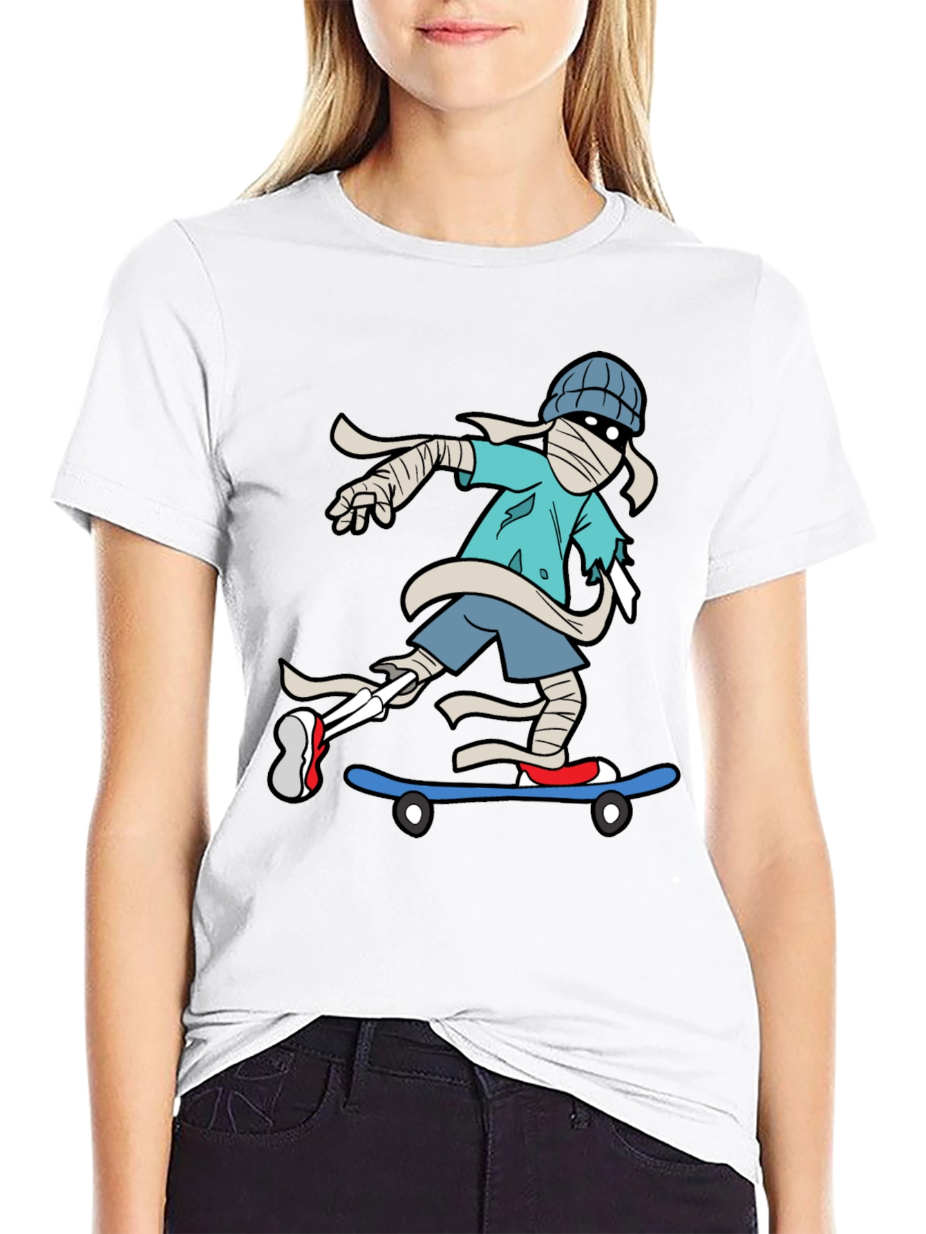 Skateboarding Mummy Graphic Tee - Cool & Unique Design