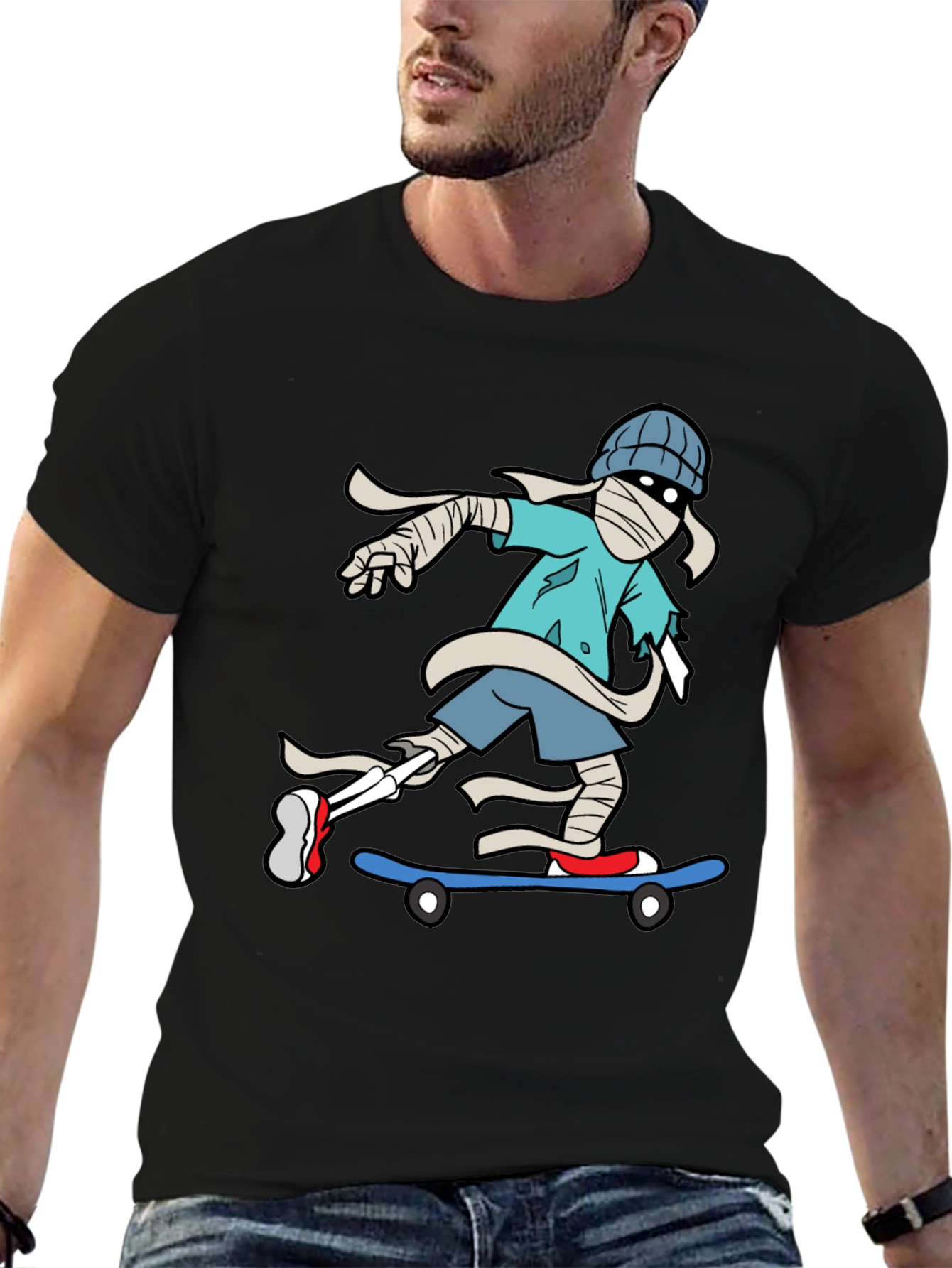 Skateboarding Mummy Graphic Tee - Cool & Unique Design