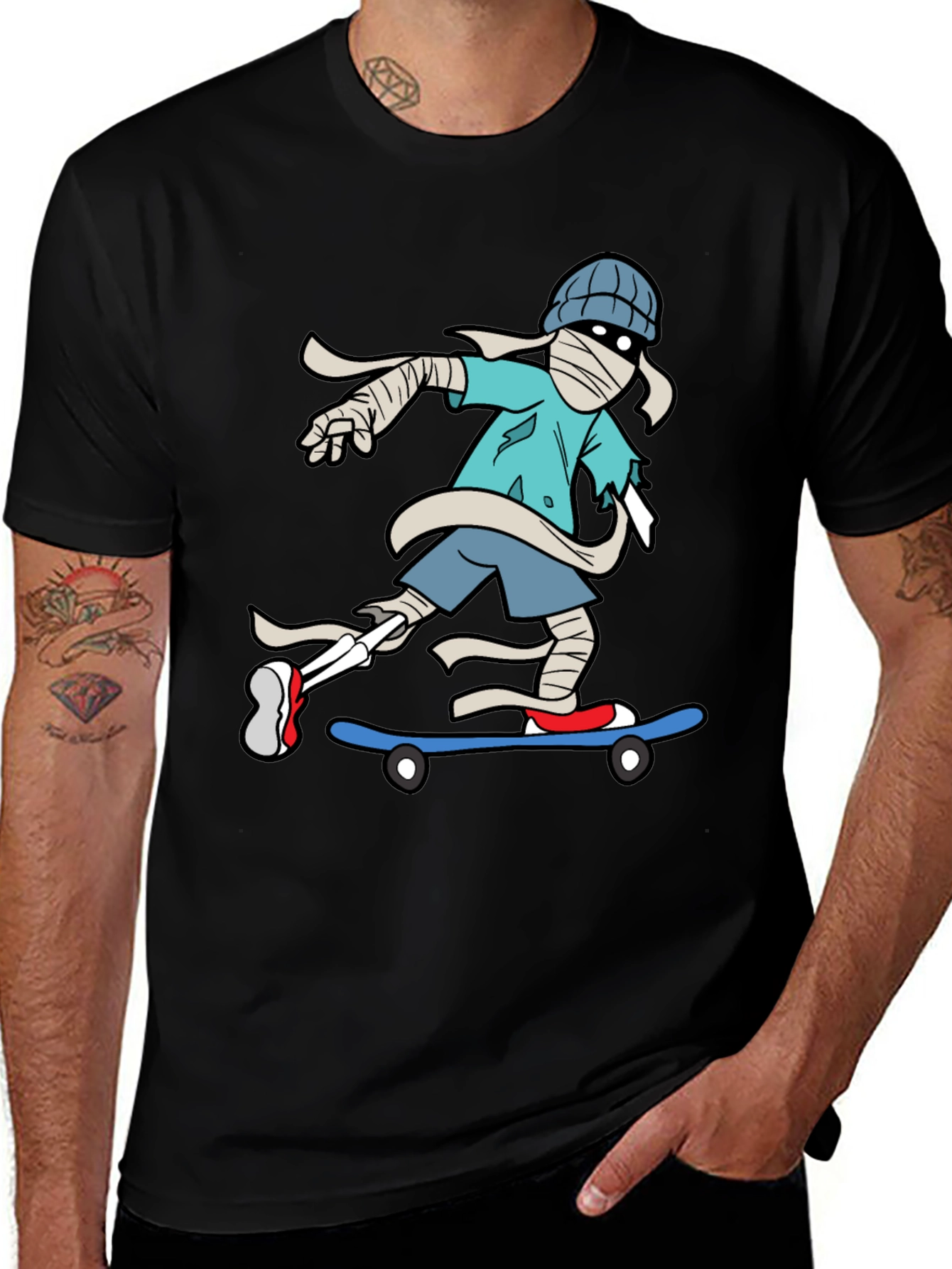 Skateboarding Mummy Graphic Tee - Cool & Unique Design