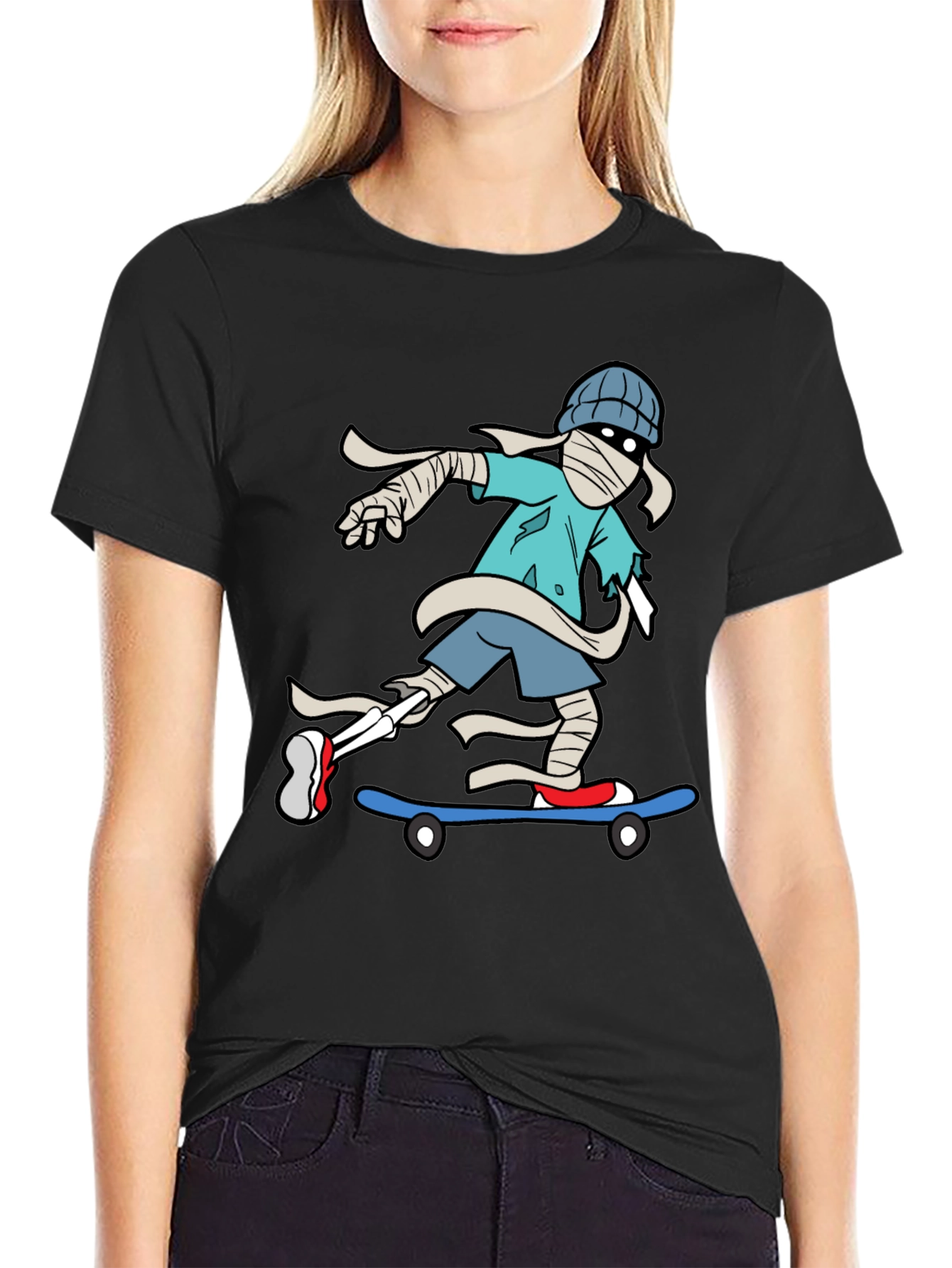 Skateboarding Mummy Graphic Tee - Cool & Unique Design
