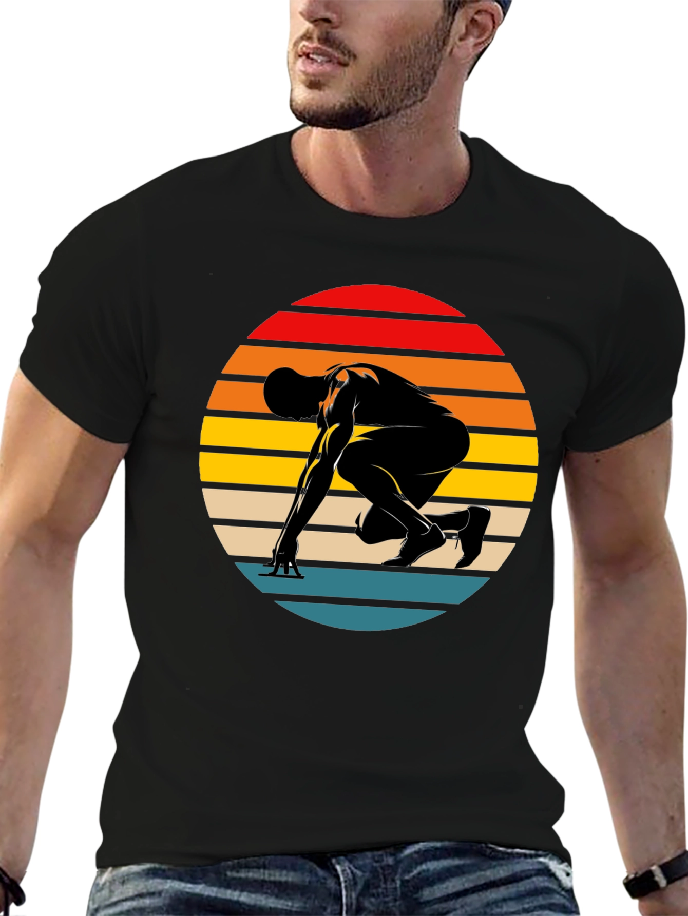 Retro Runner Graphic Tee - Black