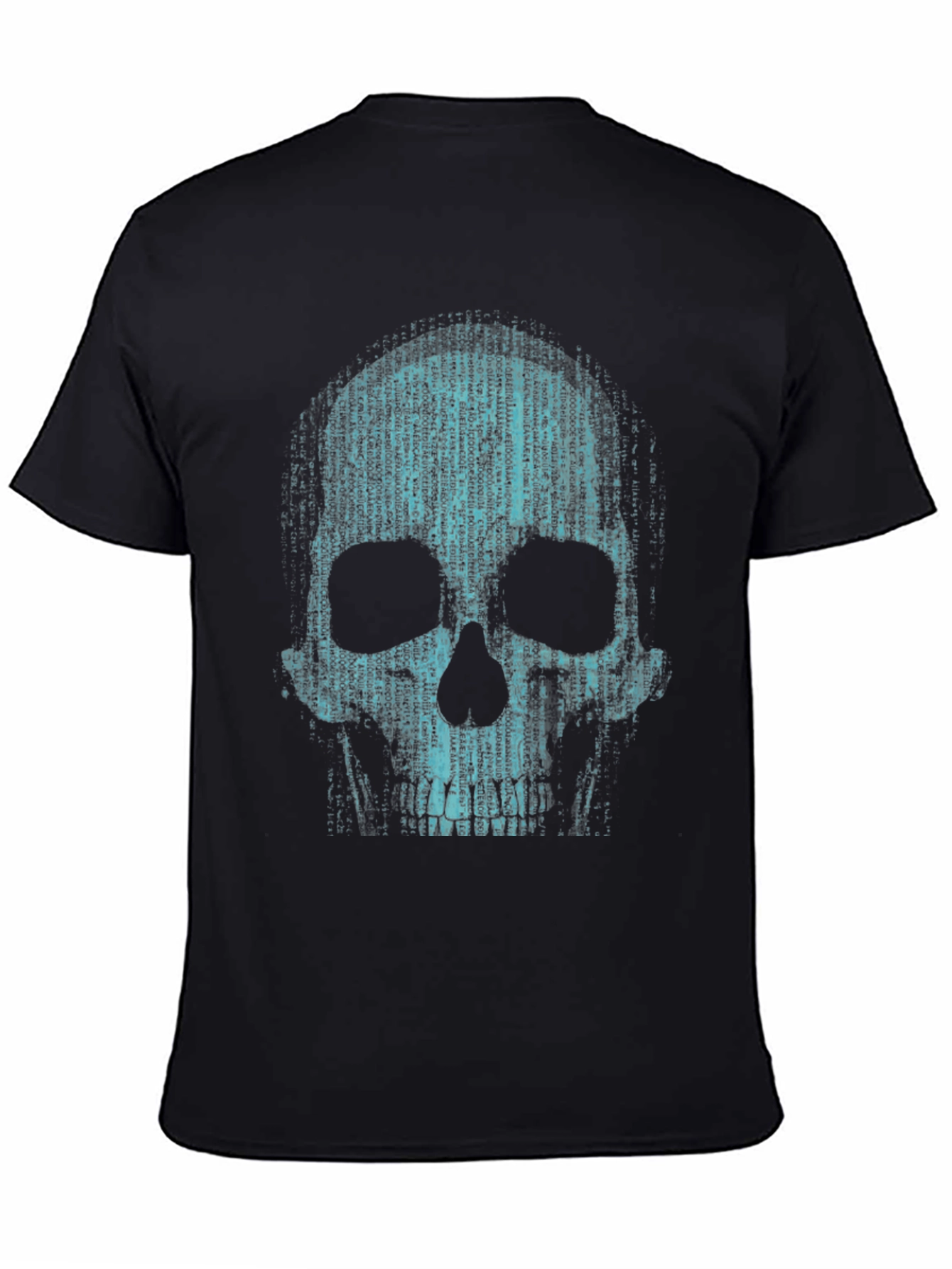 Binary Code Skull Graphic T-Shirt - Cyberpunk Style