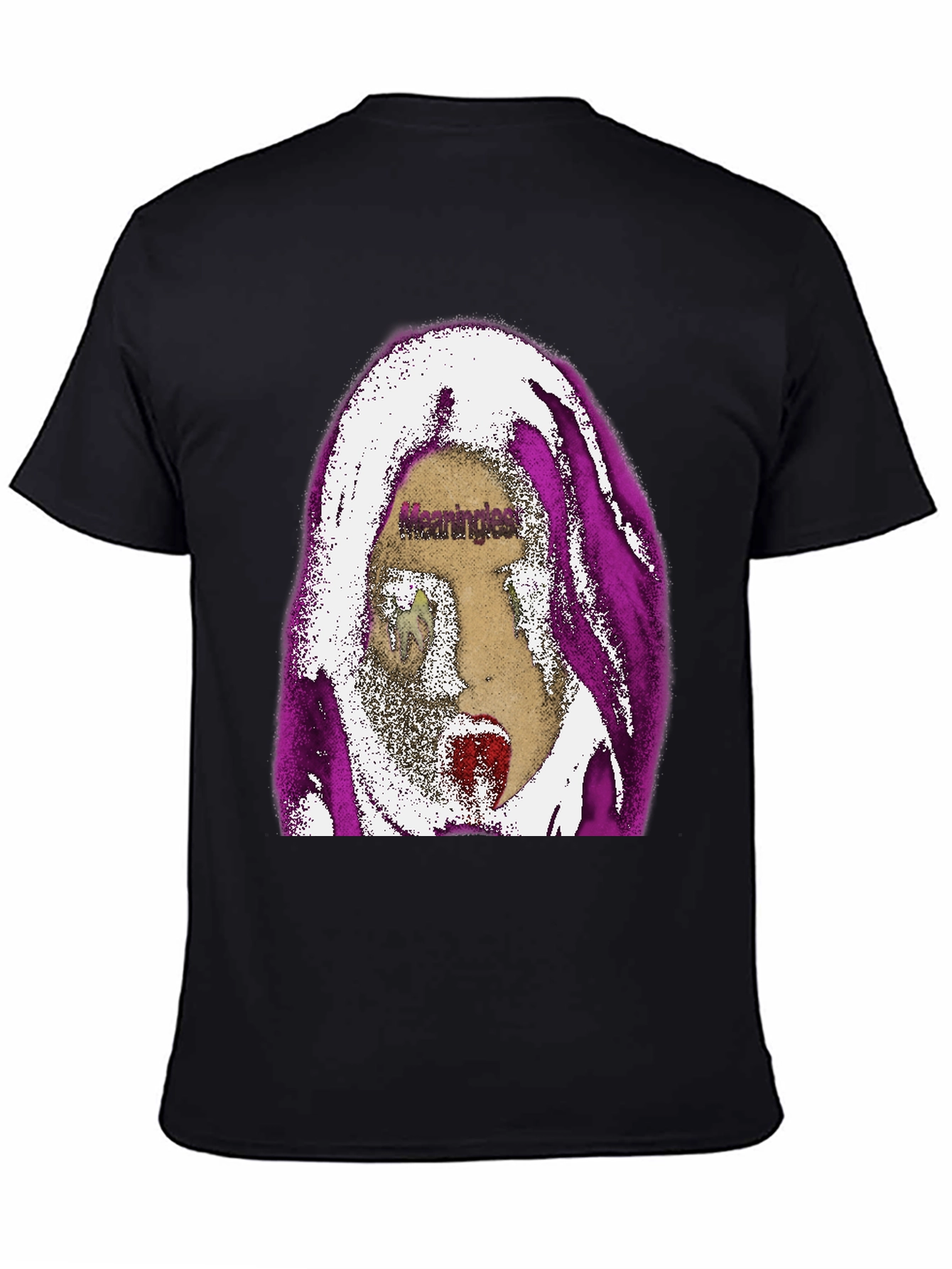 Edgy Graphic Print Tee - Meaningless Screaming Face