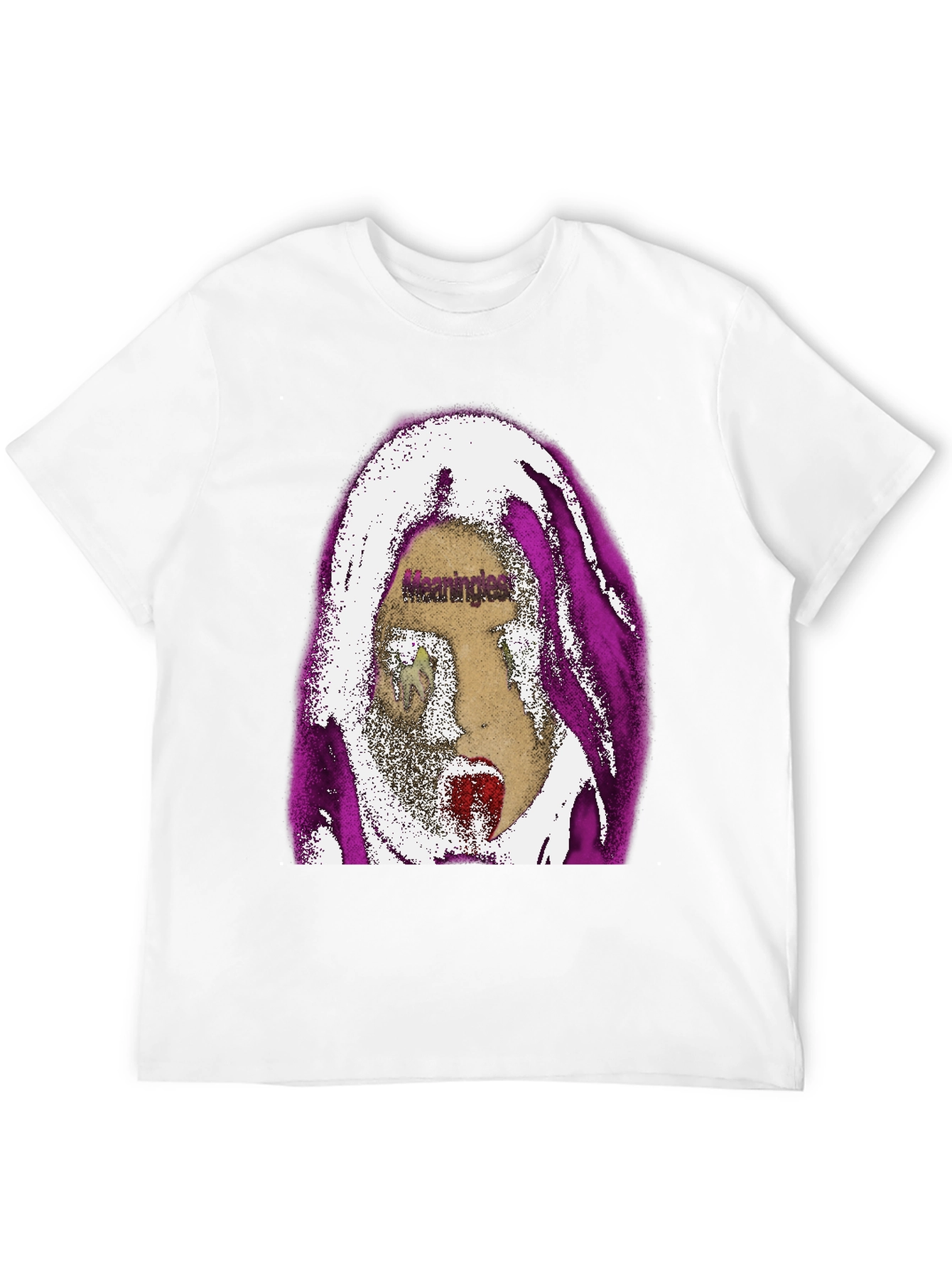 Edgy Graphic Print Tee - Meaningless Screaming Face