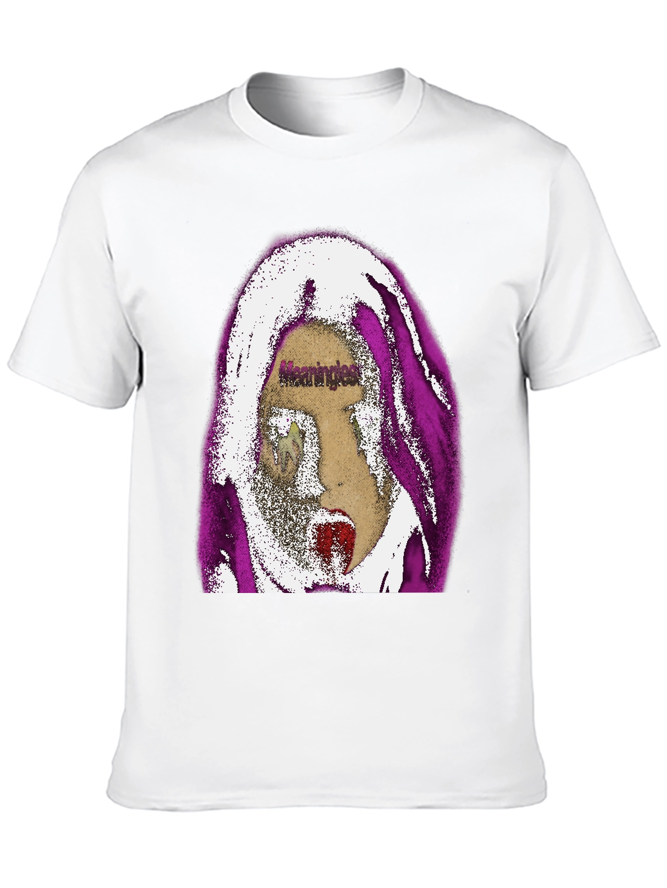 Edgy Graphic Print Tee - Meaningless Screaming Face