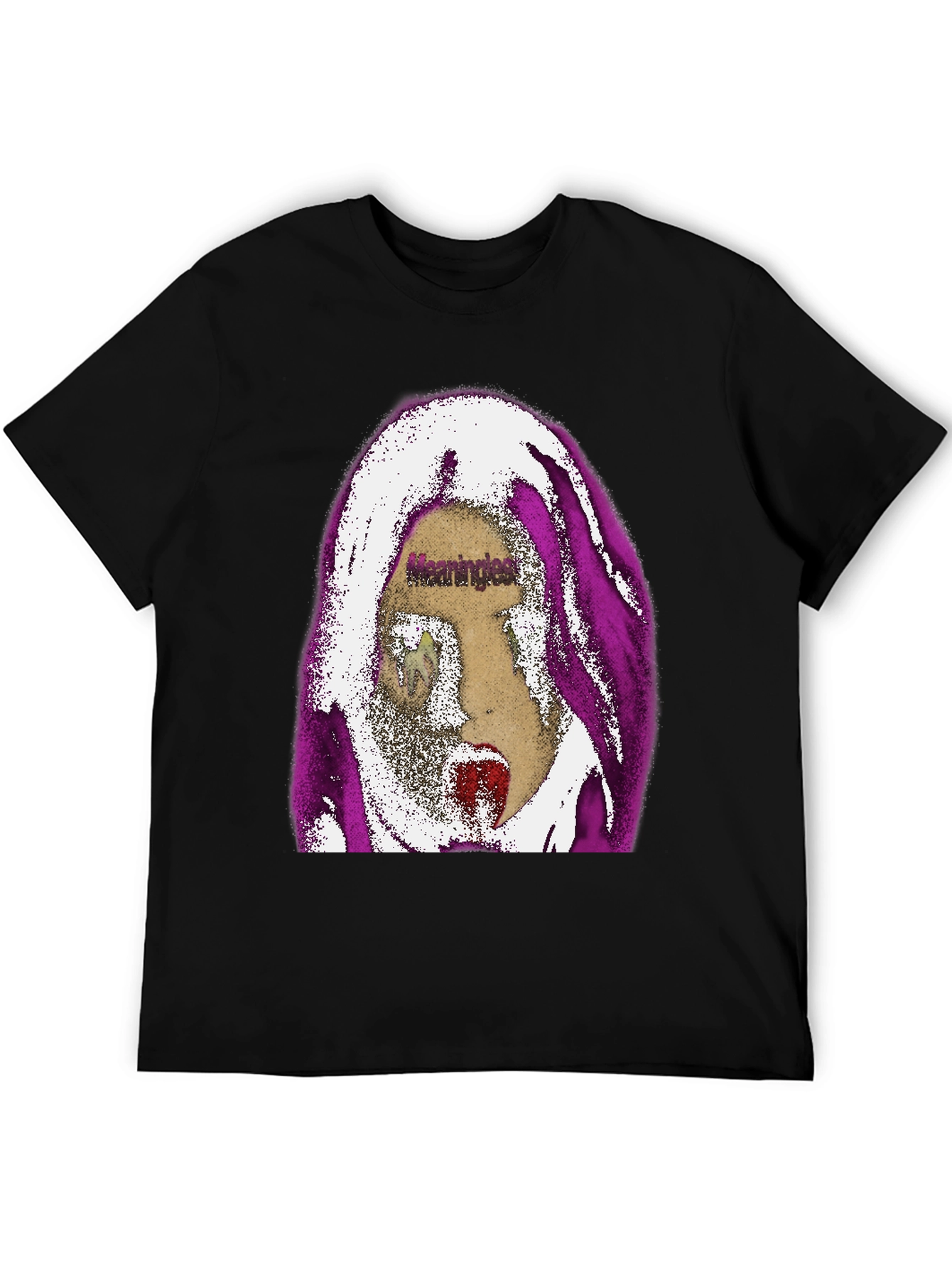 Edgy Graphic Print Tee - Meaningless Screaming Face