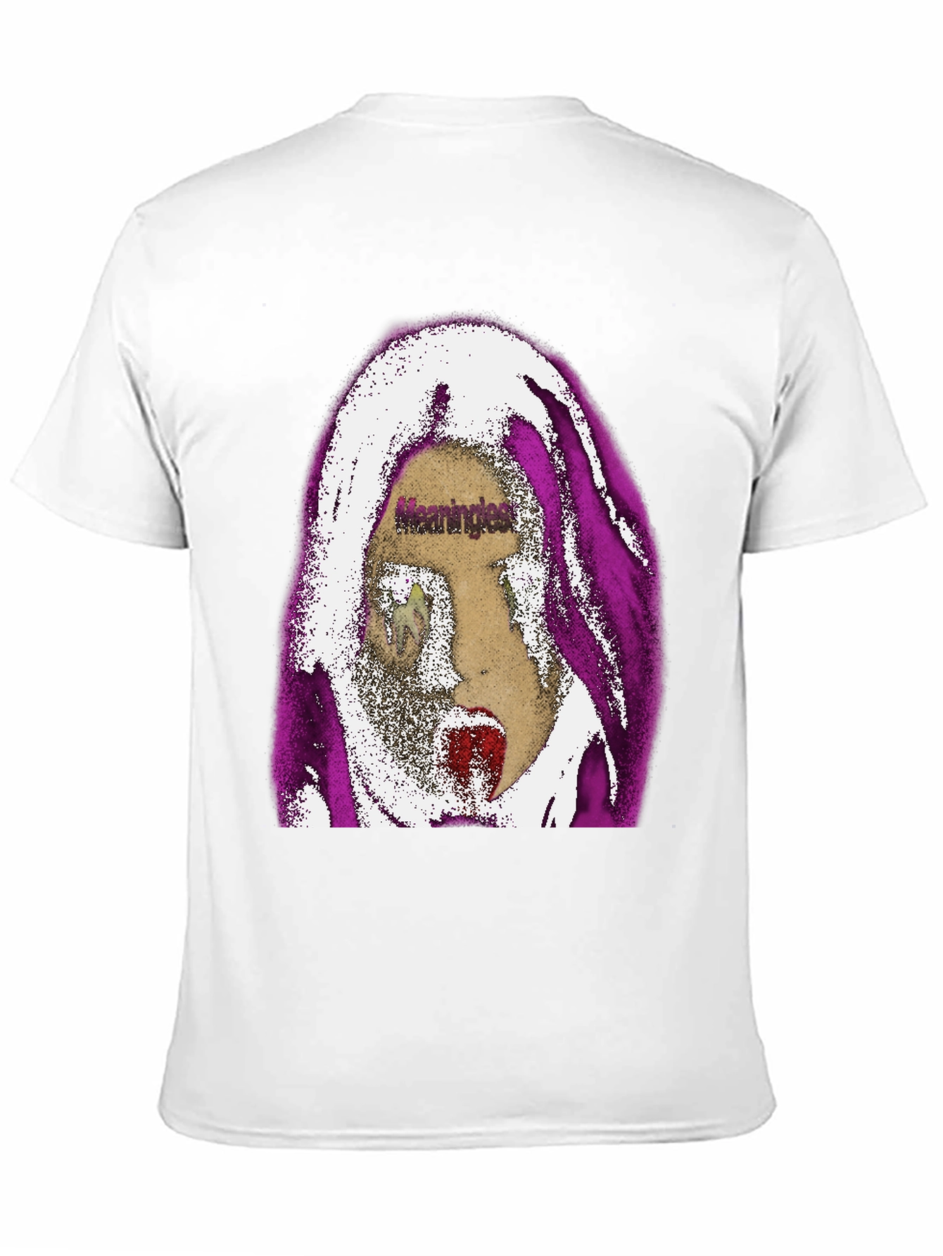Edgy Graphic Print Tee - Meaningless Screaming Face