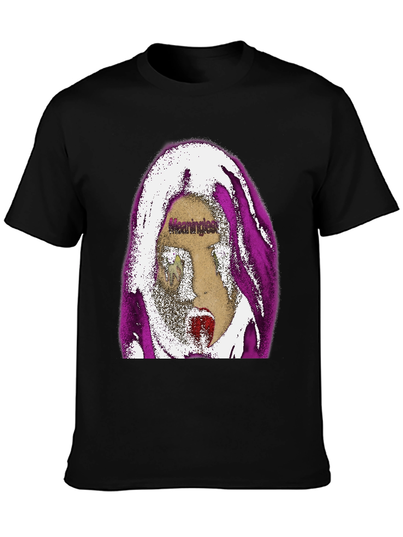 Edgy Graphic Print Tee - Meaningless Screaming Face