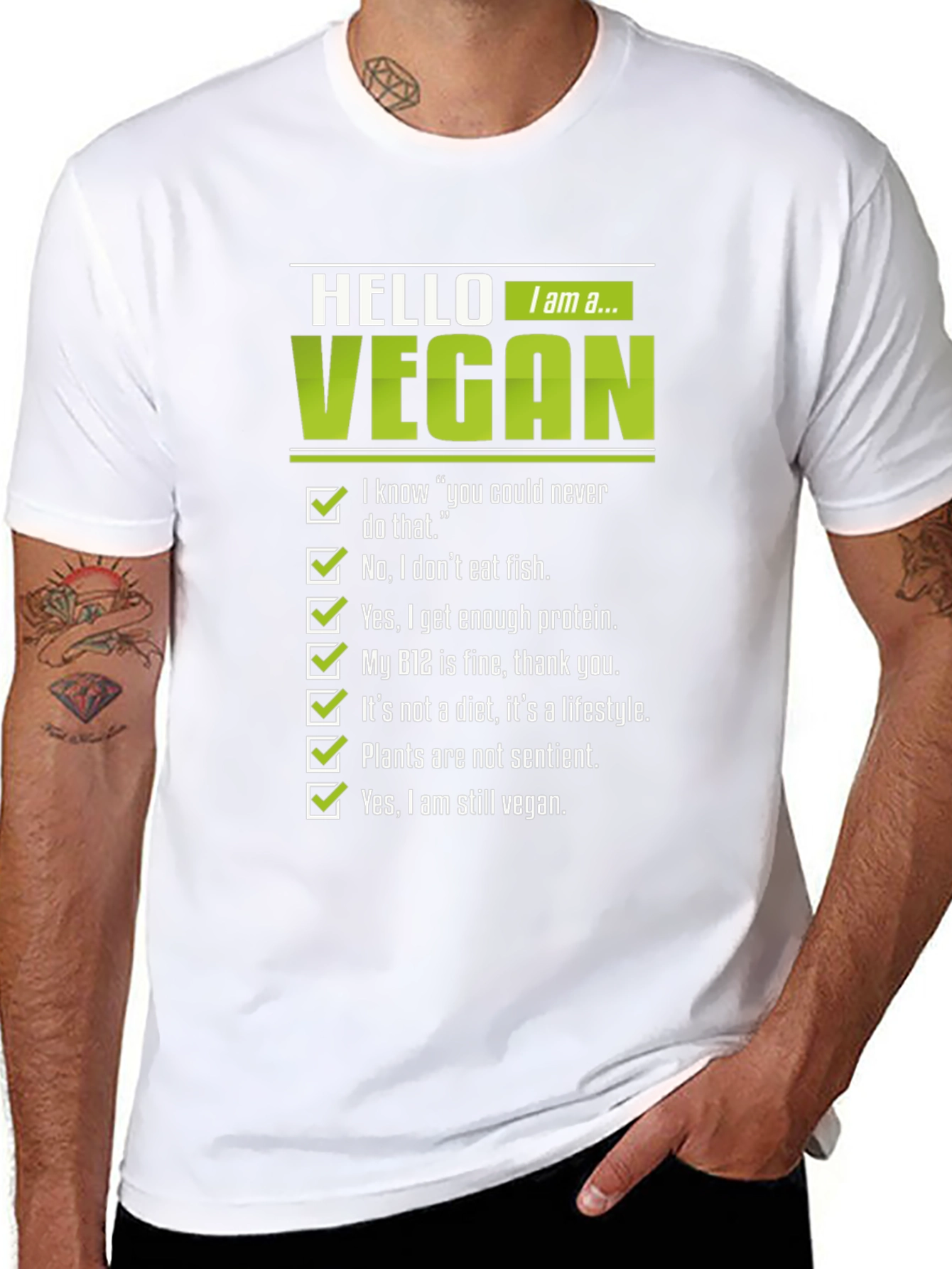 Vegan Statement Graphic Tee - Mens Black T-Shirt