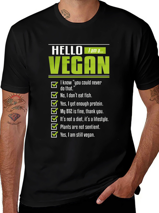 Vegan Statement Graphic Tee - Mens Black T-Shirt